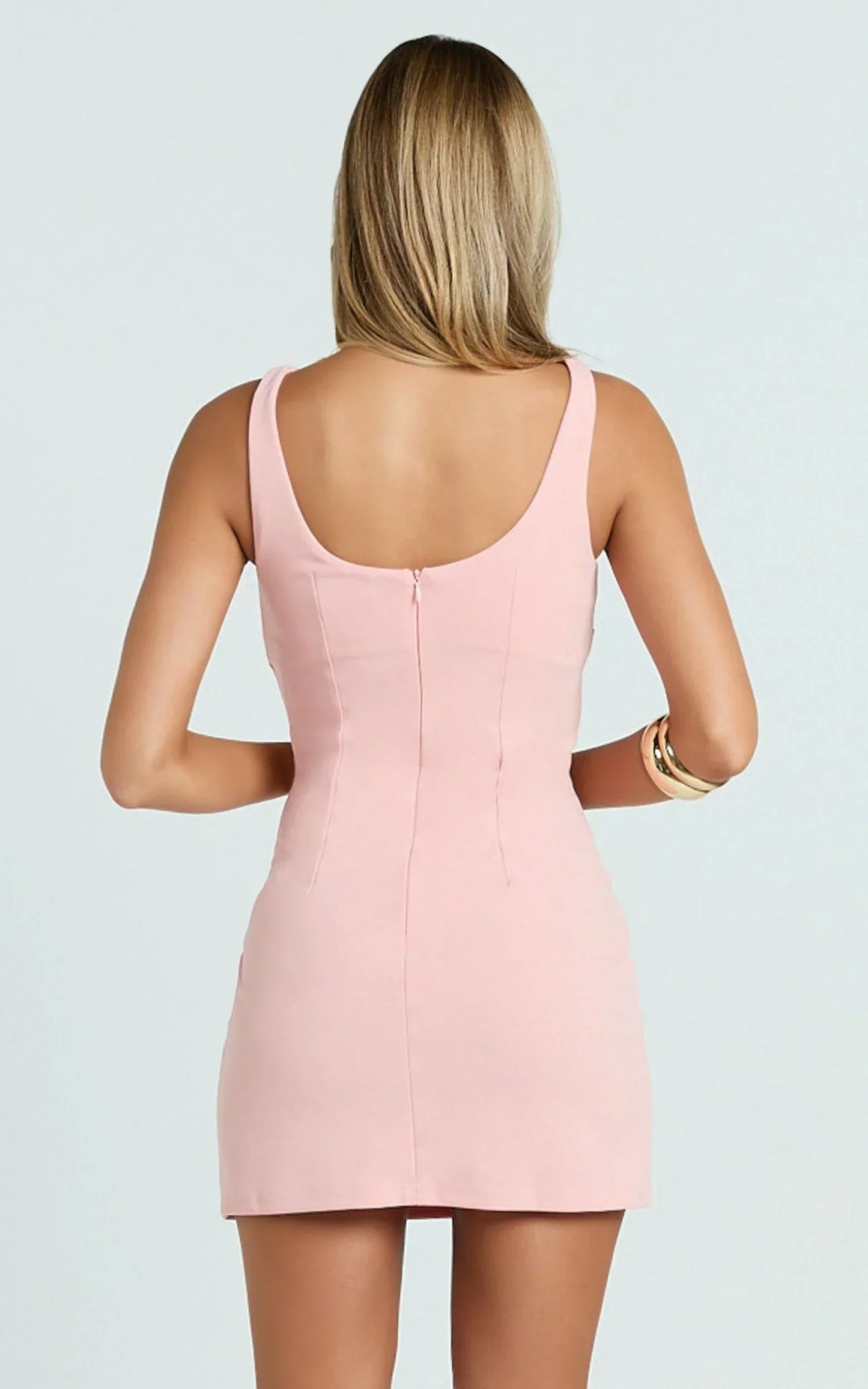 Bindi Boat Neck Bodycon Mini Dress in Pink