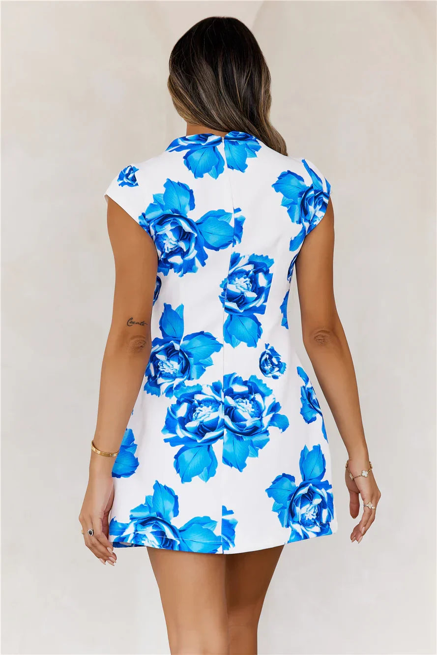 Into The Blossom Mini Dress Blue