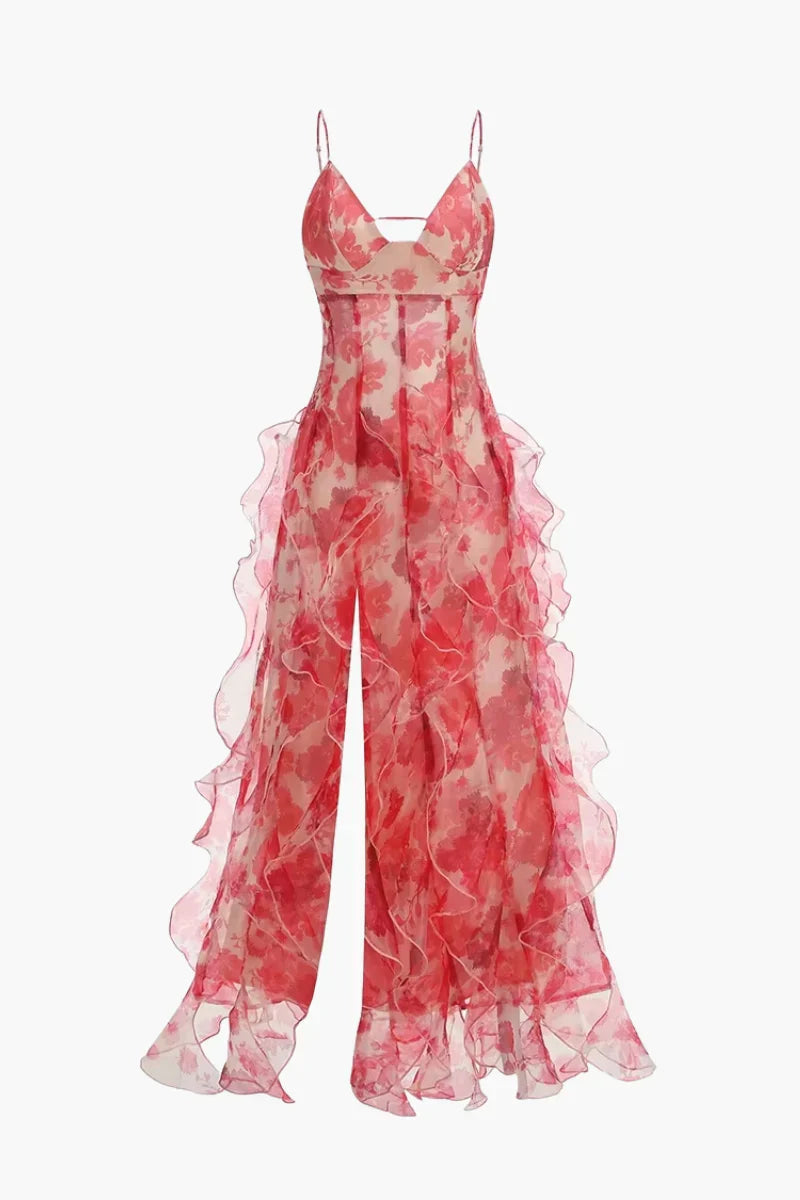 Duttini | Floral Print Ruffled Maxi Dress