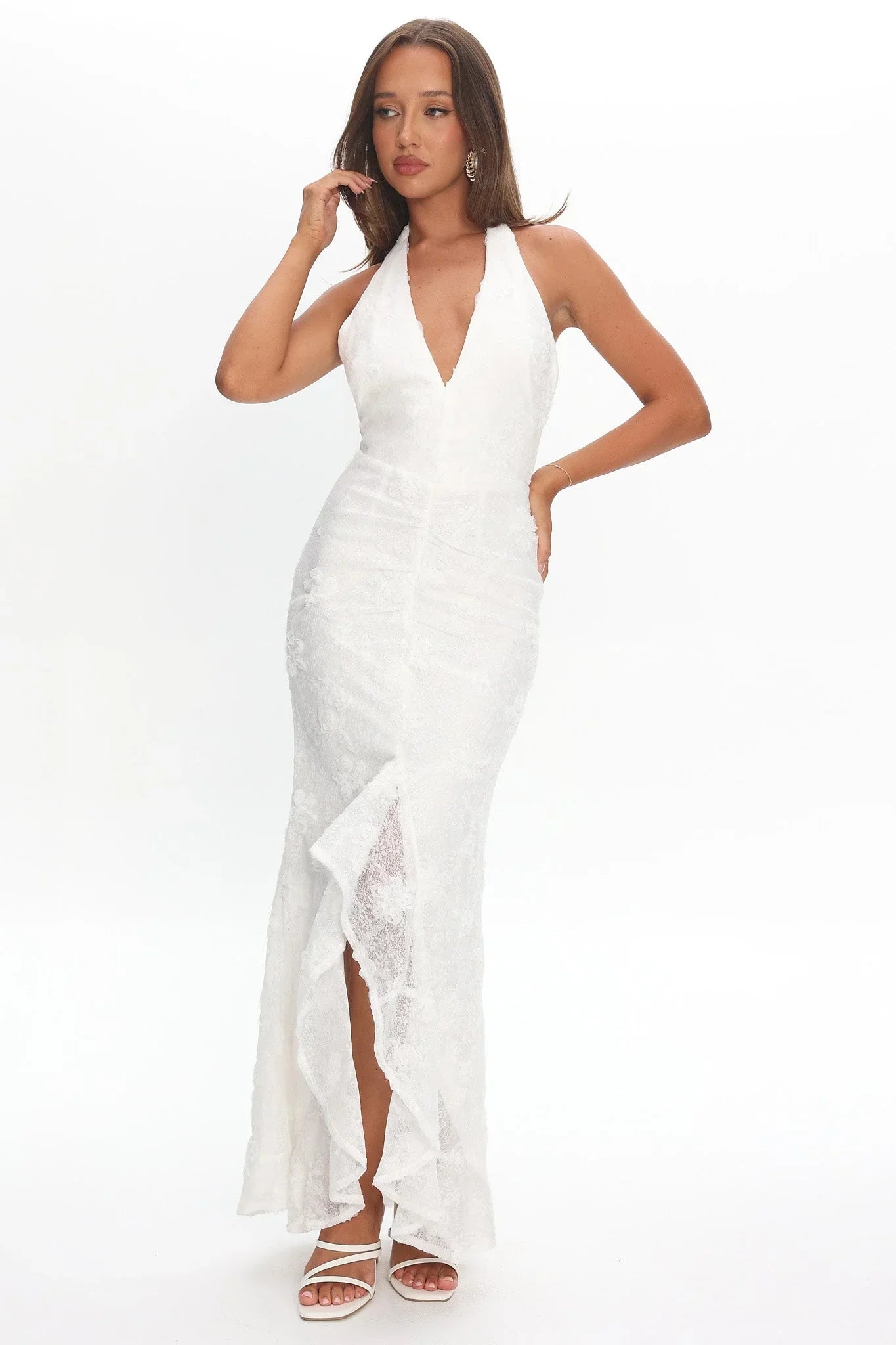 Alisette Split Maxi Dress White