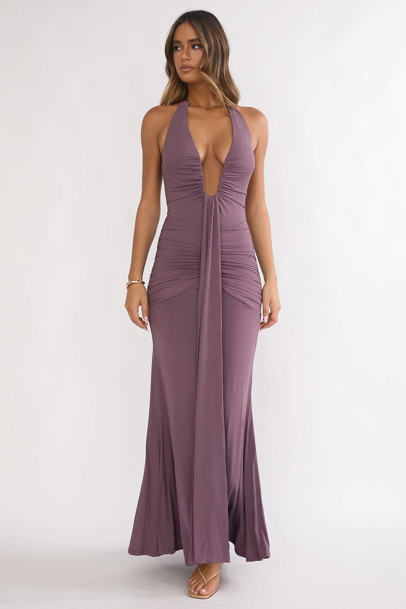 Brienna Halter Maxi Dress Mauve