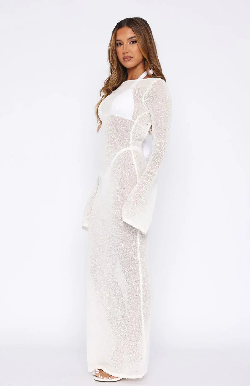 Ivory Wave Maxi Dress