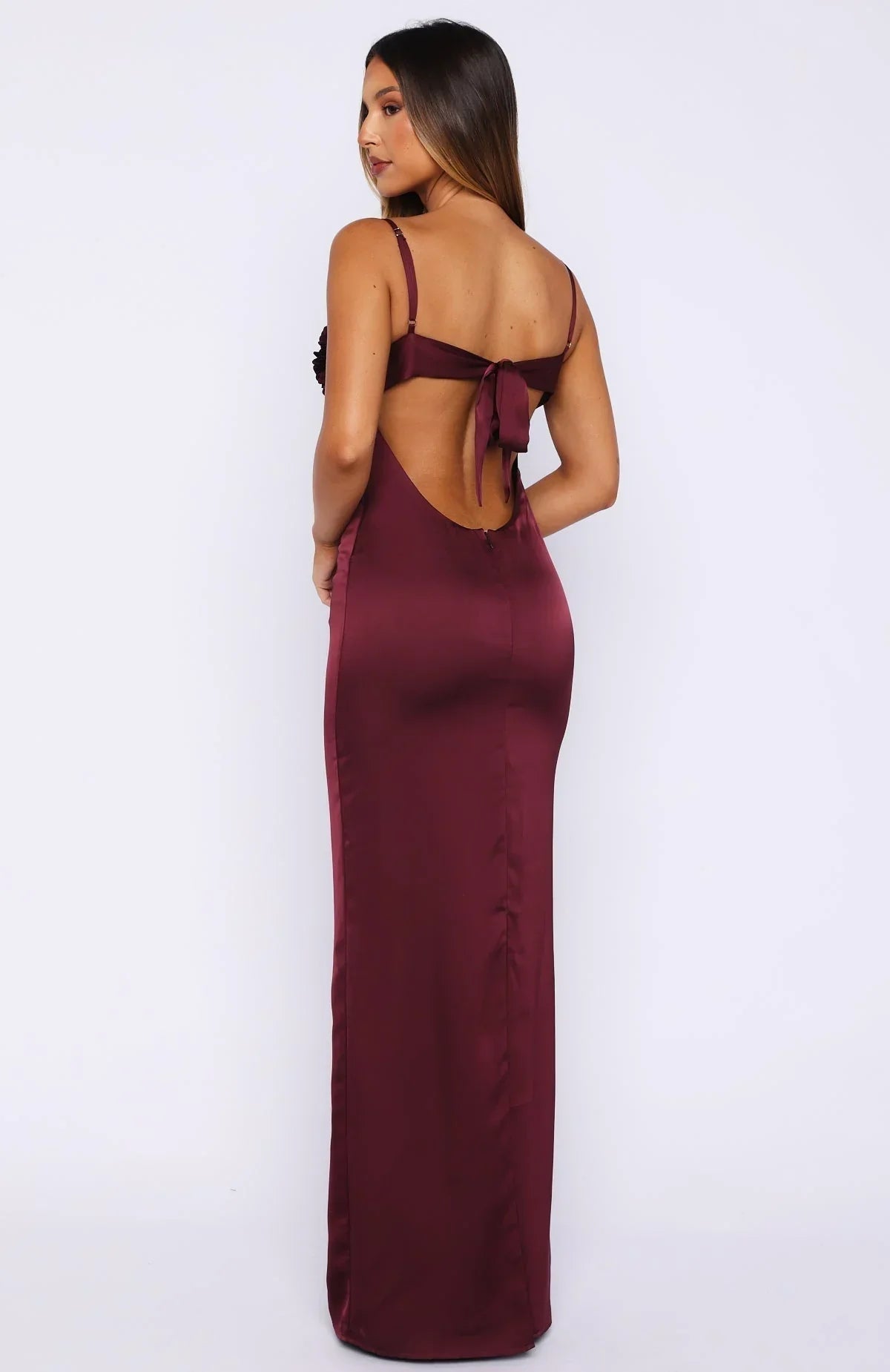 Burgundy Petal Maxi Dress