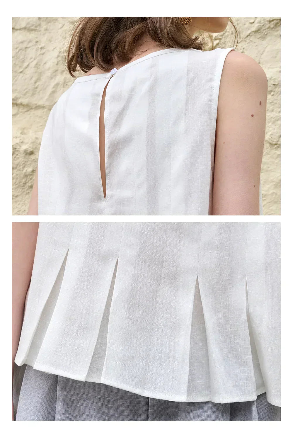 Duttini | Pleated Hem Linen Top