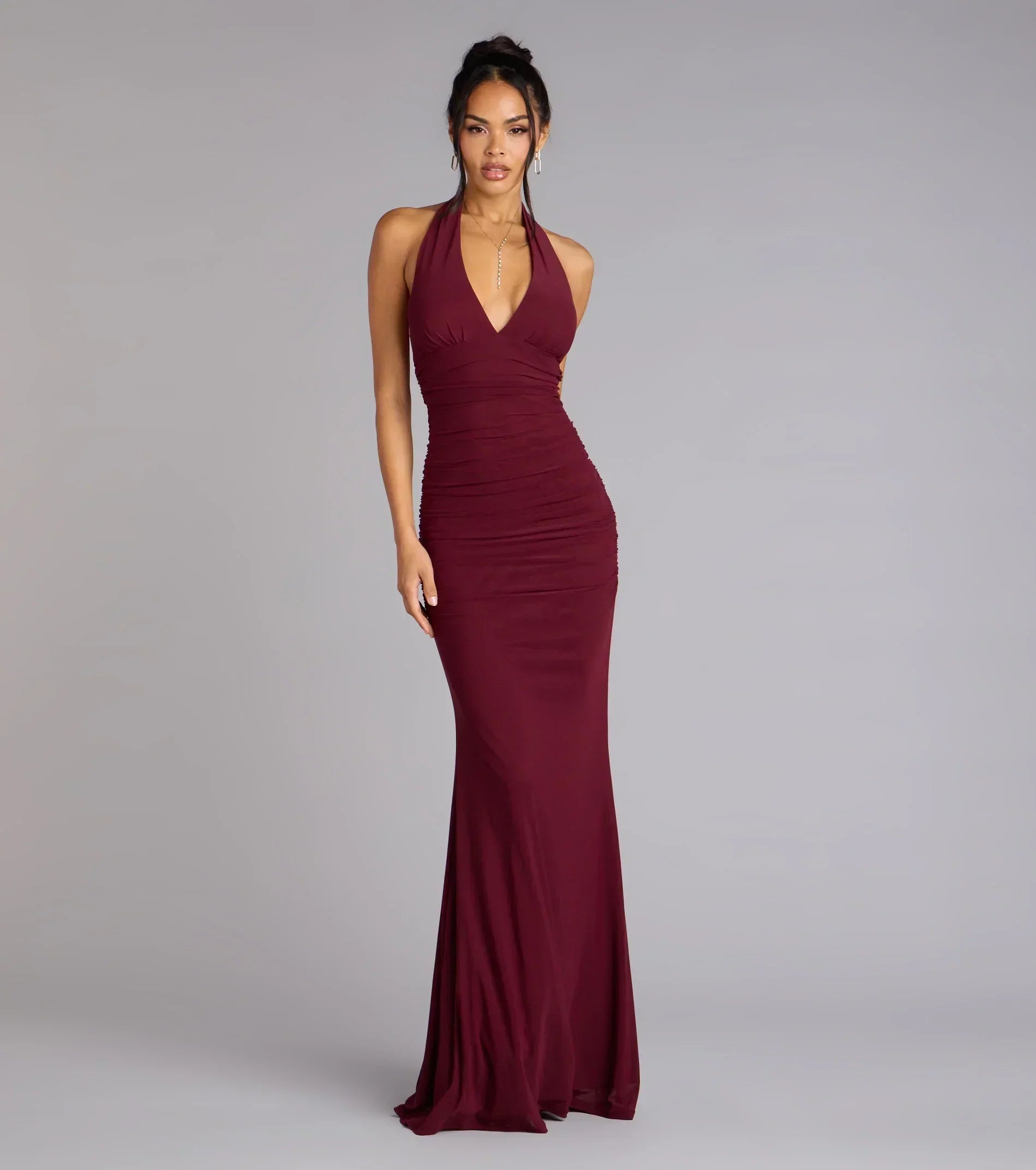 Juliana Mesh Strappy Back Formal Dress