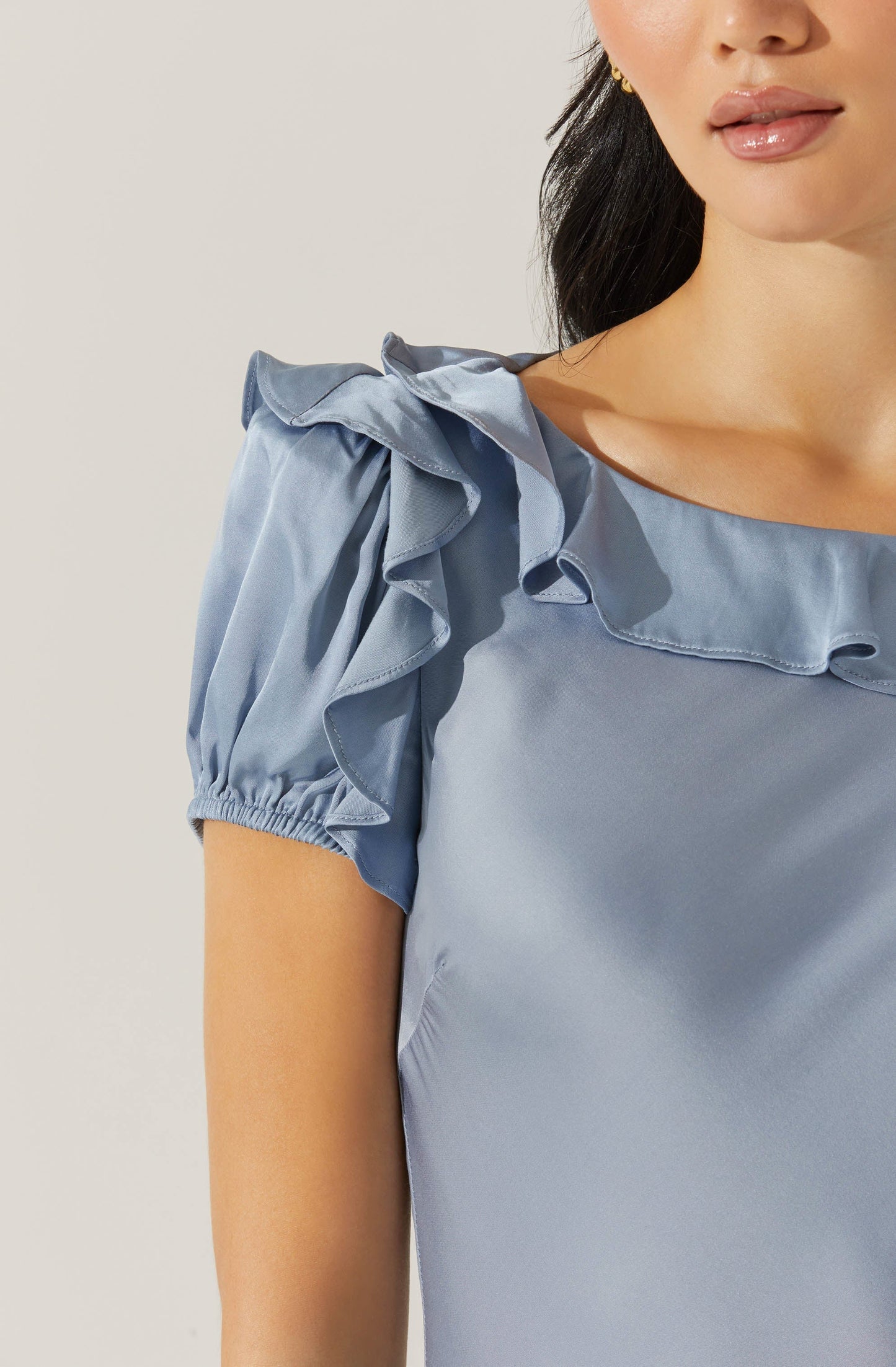 Auden Satin Ruffle Midi Dress
