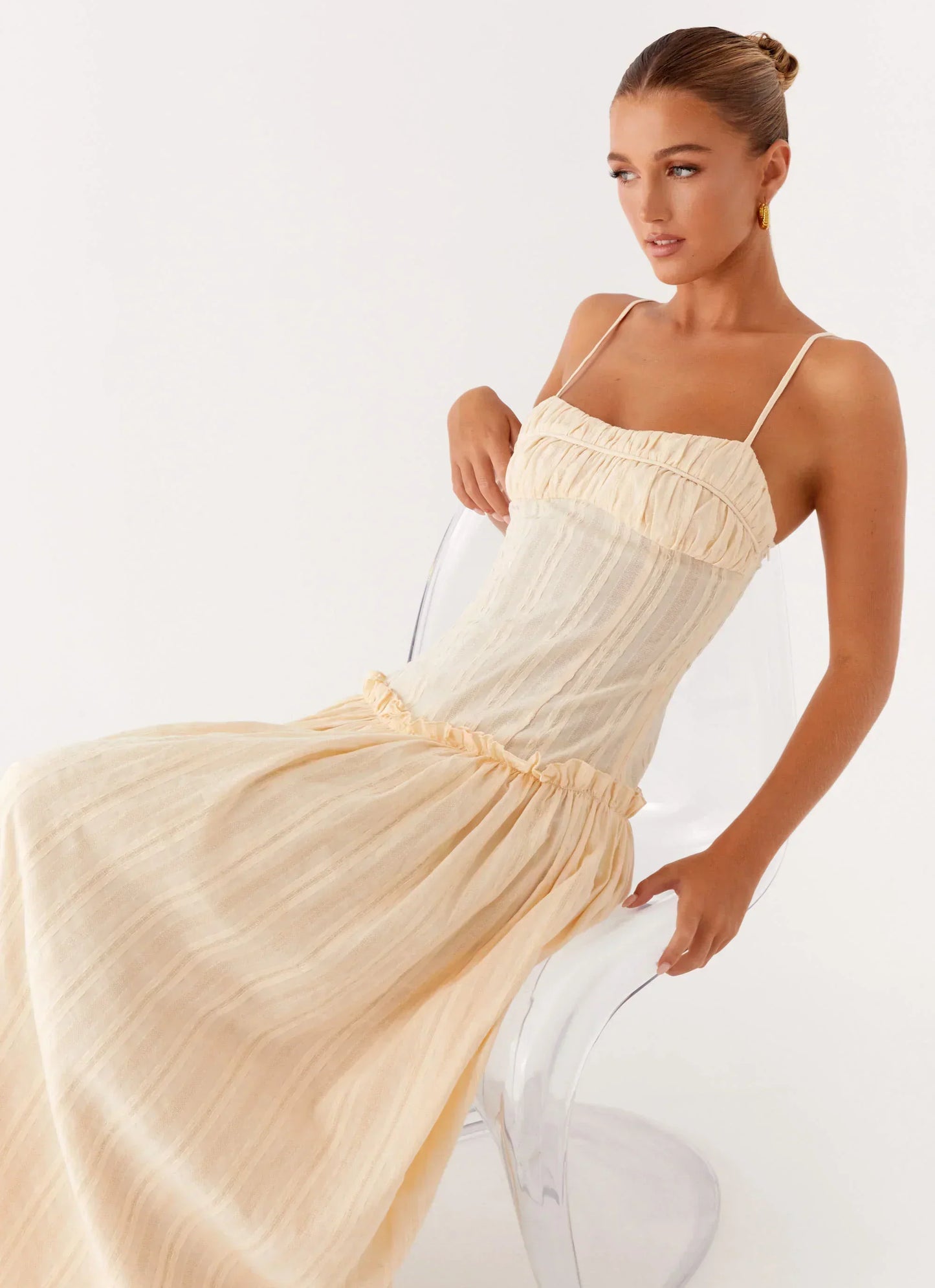 Jacinda Drop Waist Maxi Dress - Cream