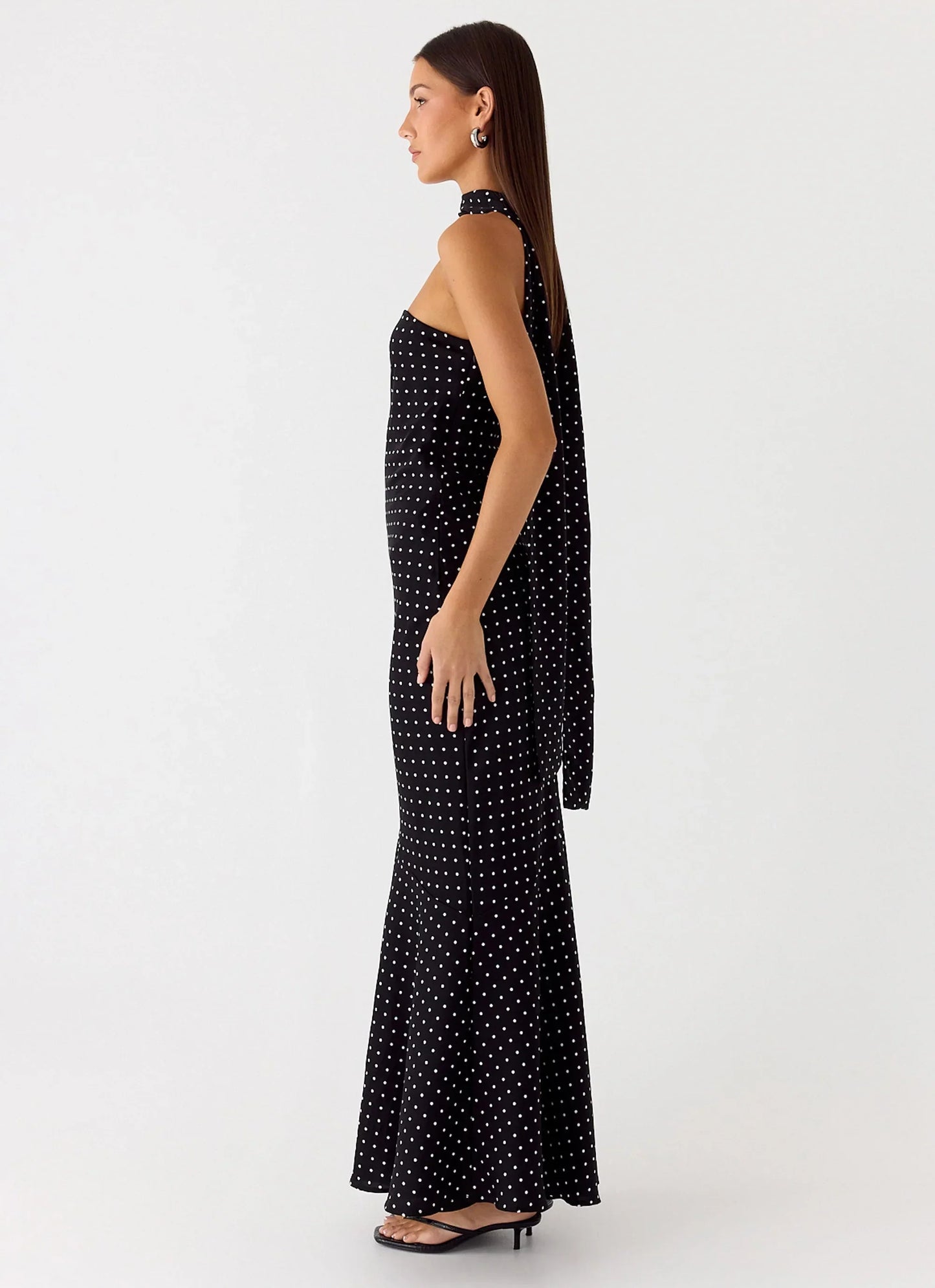Pagoda Maxi Dress Black Polkadot