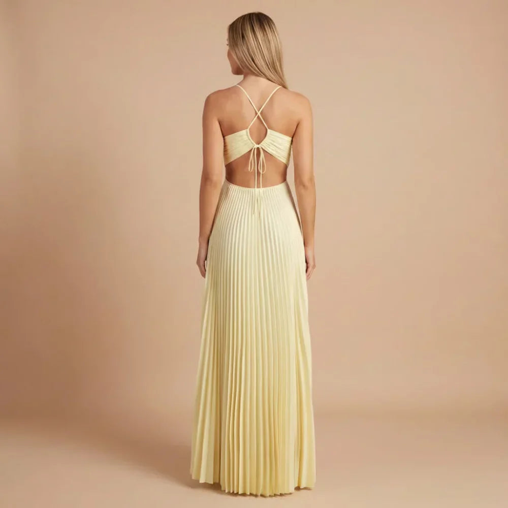 Riley Pleated Halter Maxi Dress