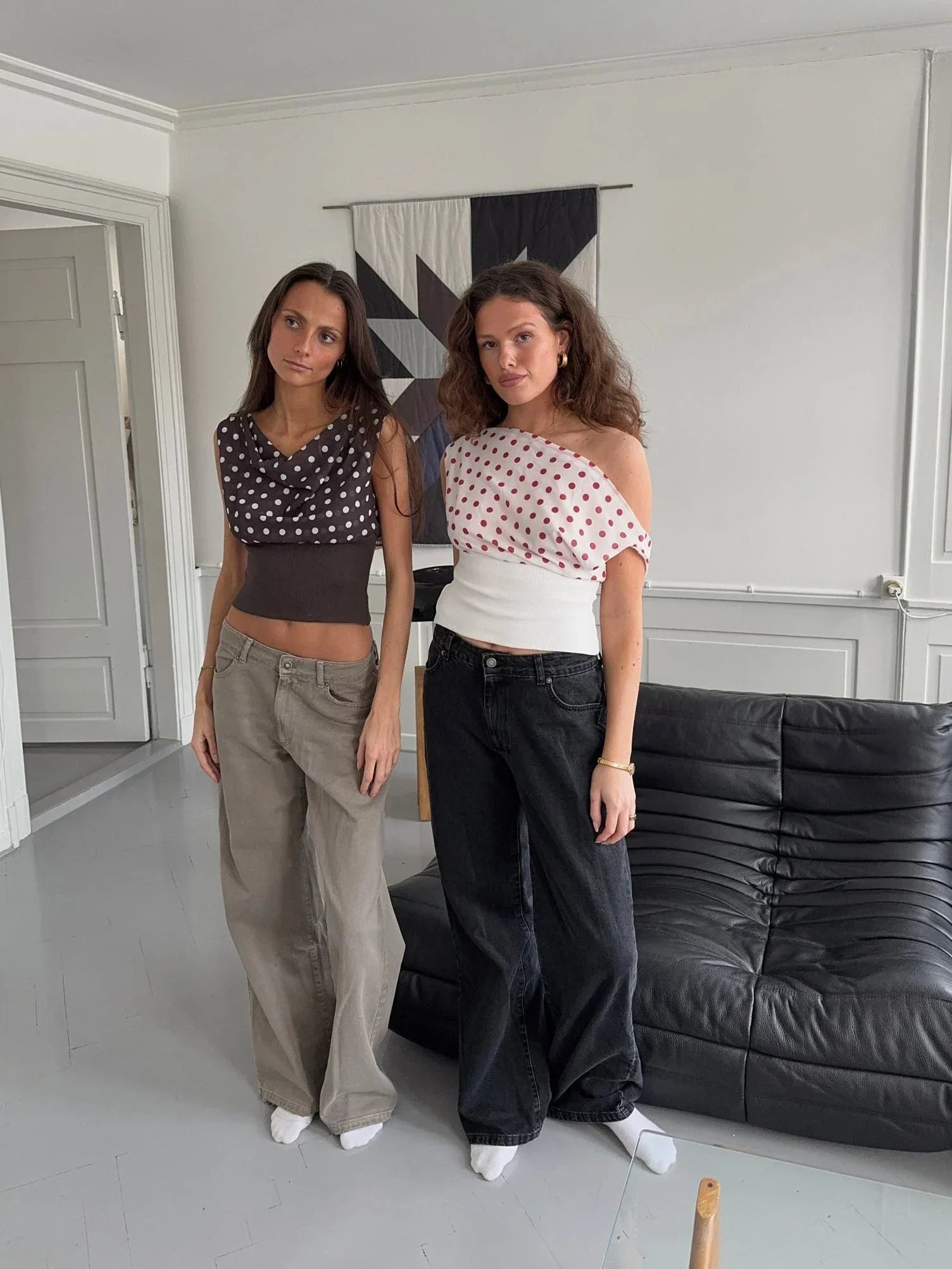 Sienna Draped Polka Dot Crop Top