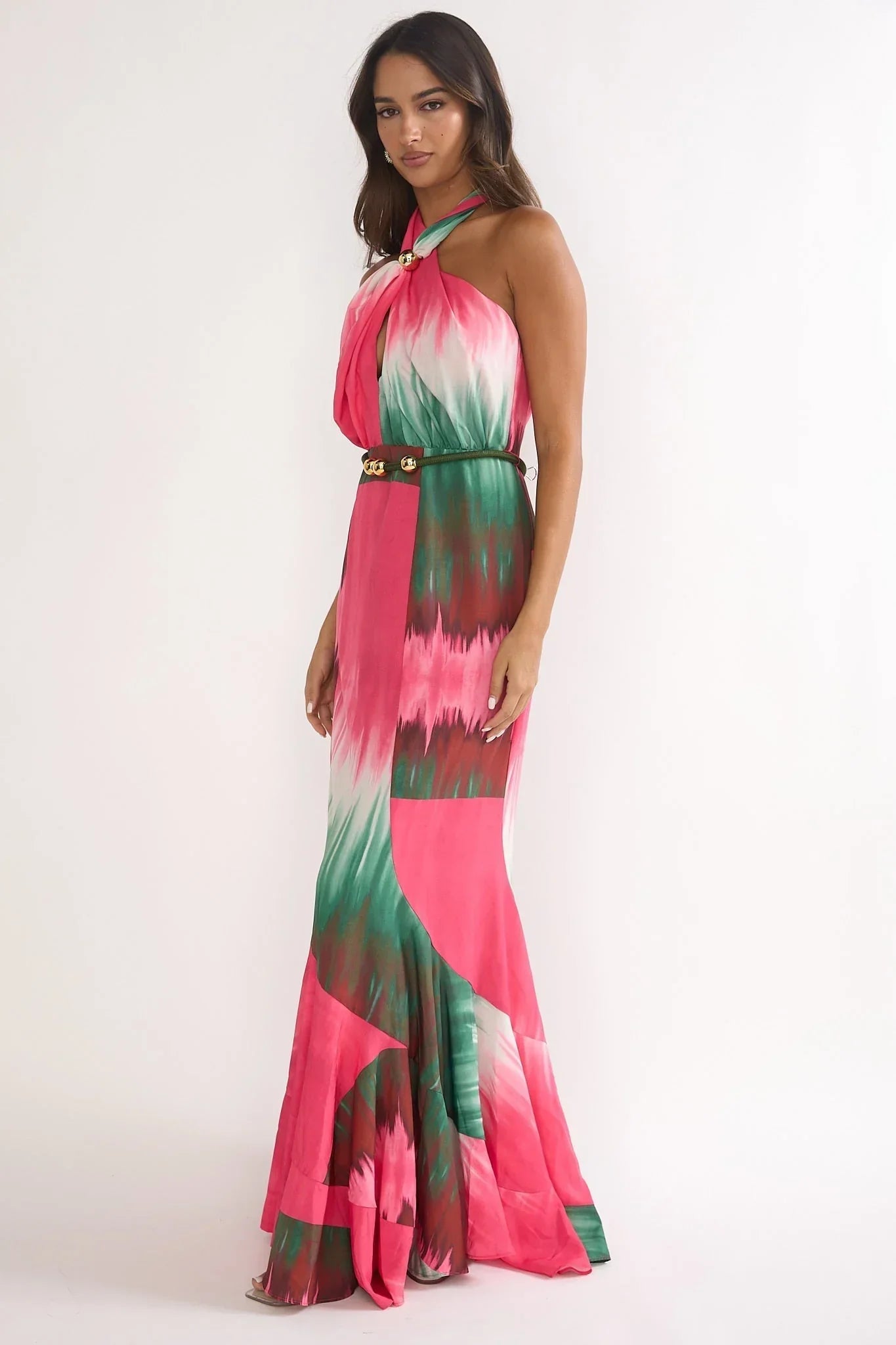 Elaina Rope Waist Maxi Dress Fuchsia