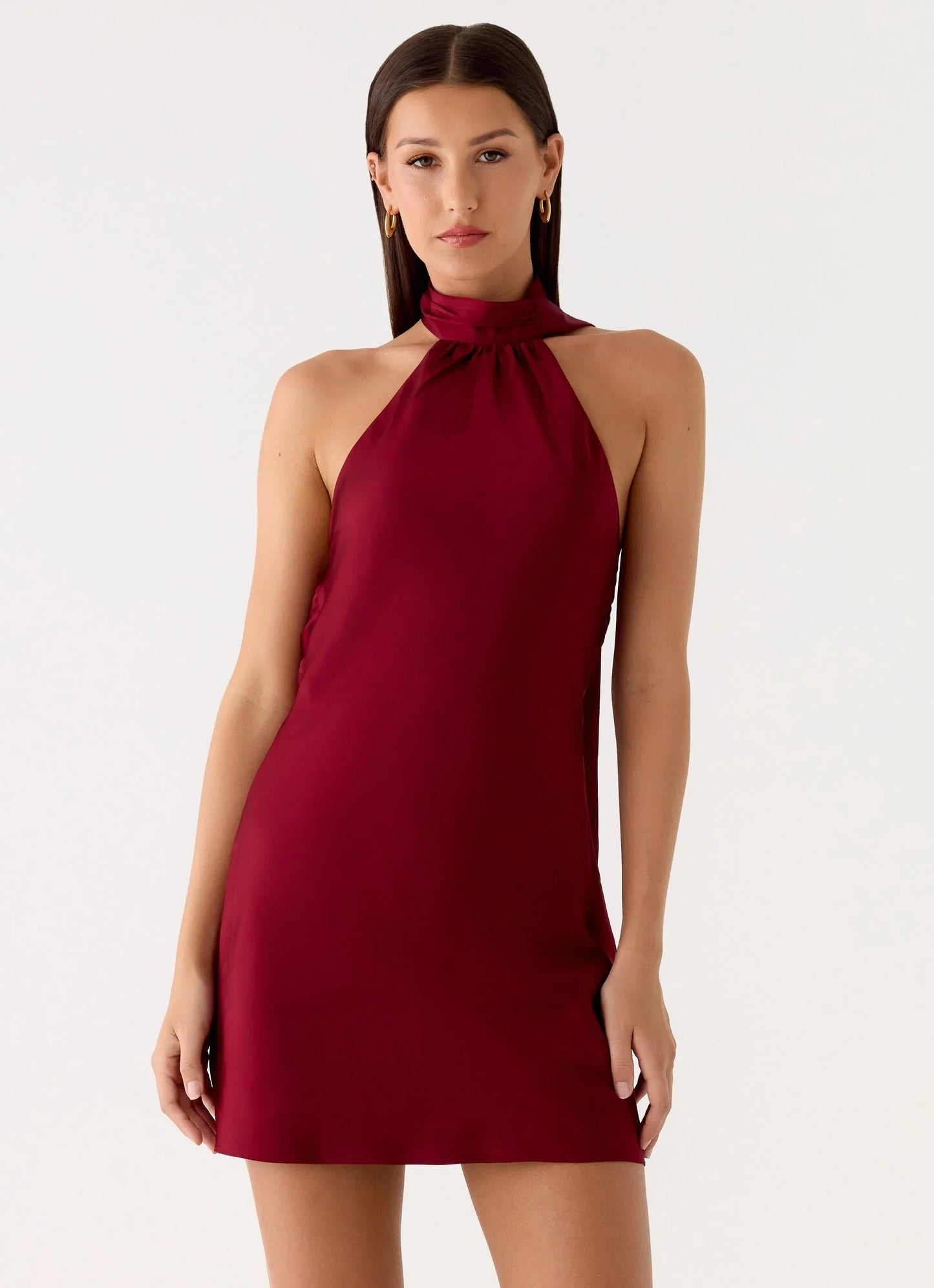 Keena Scarf Mini Dress Burgundy