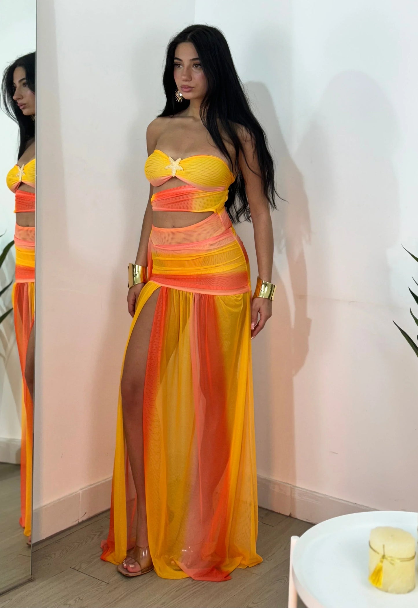 Talia Mesh Set Maxi Dress