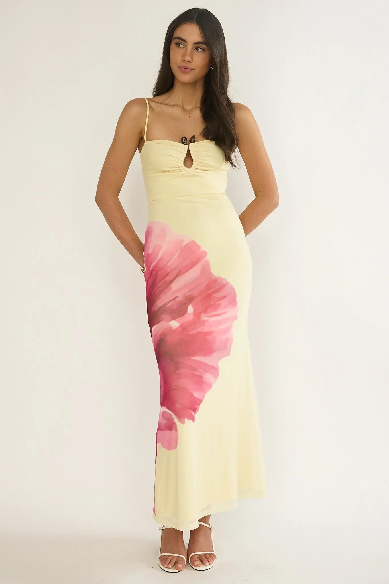 Moonlit Asymmetry Maxi Dress Floral