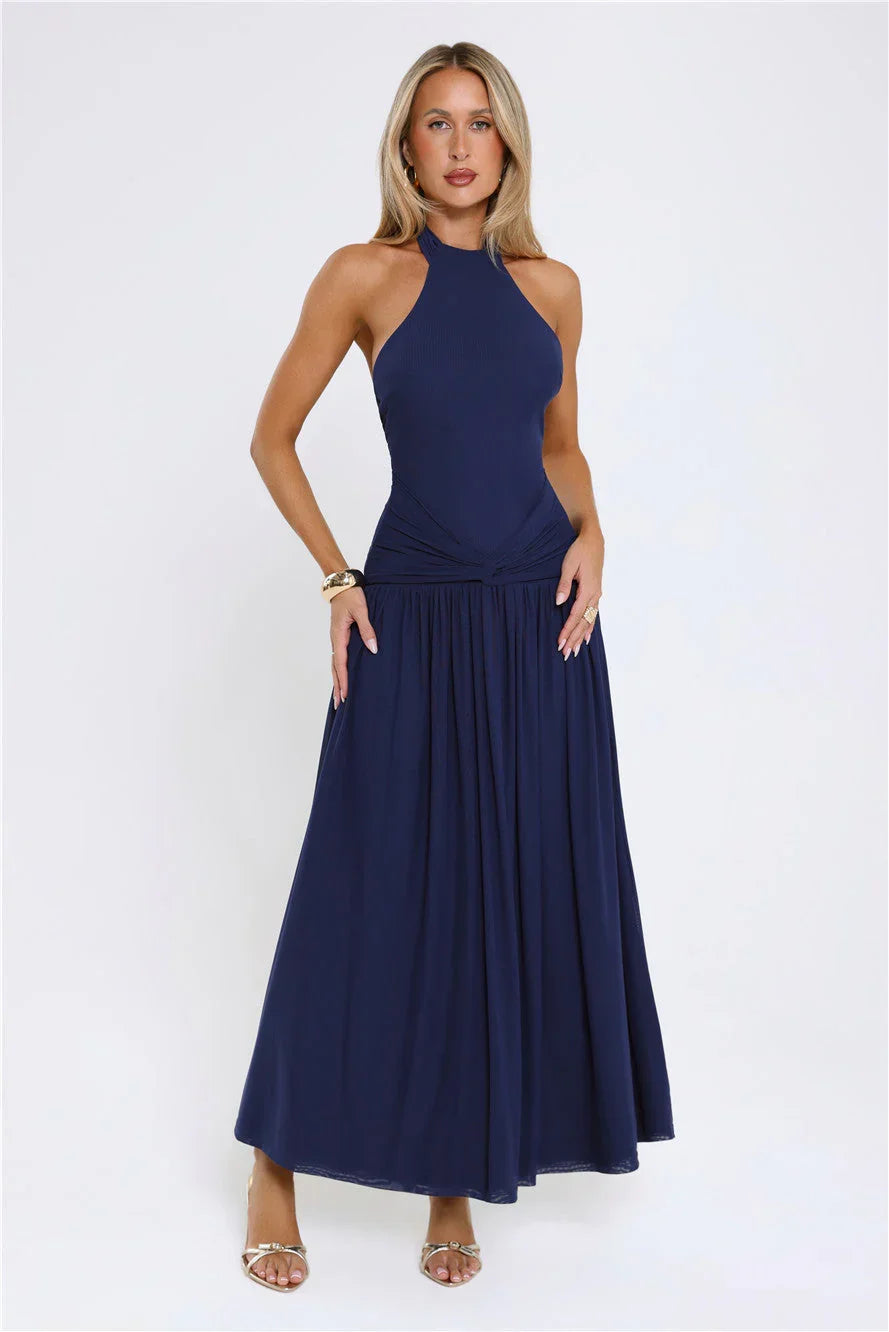 Mirielle Halter Maxi Dress Navy