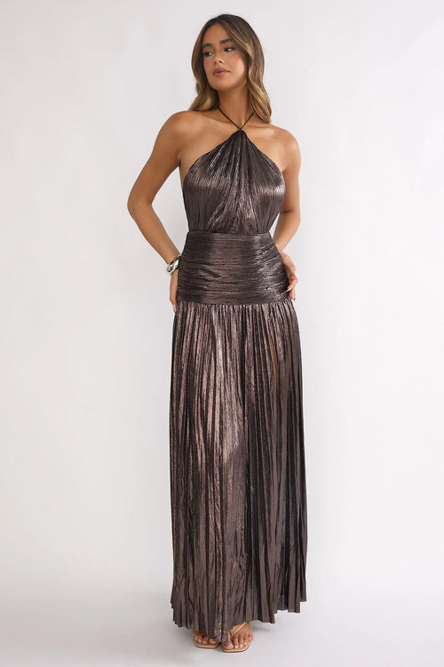 Ahmara Pleated Maxi Dress Gunmetal