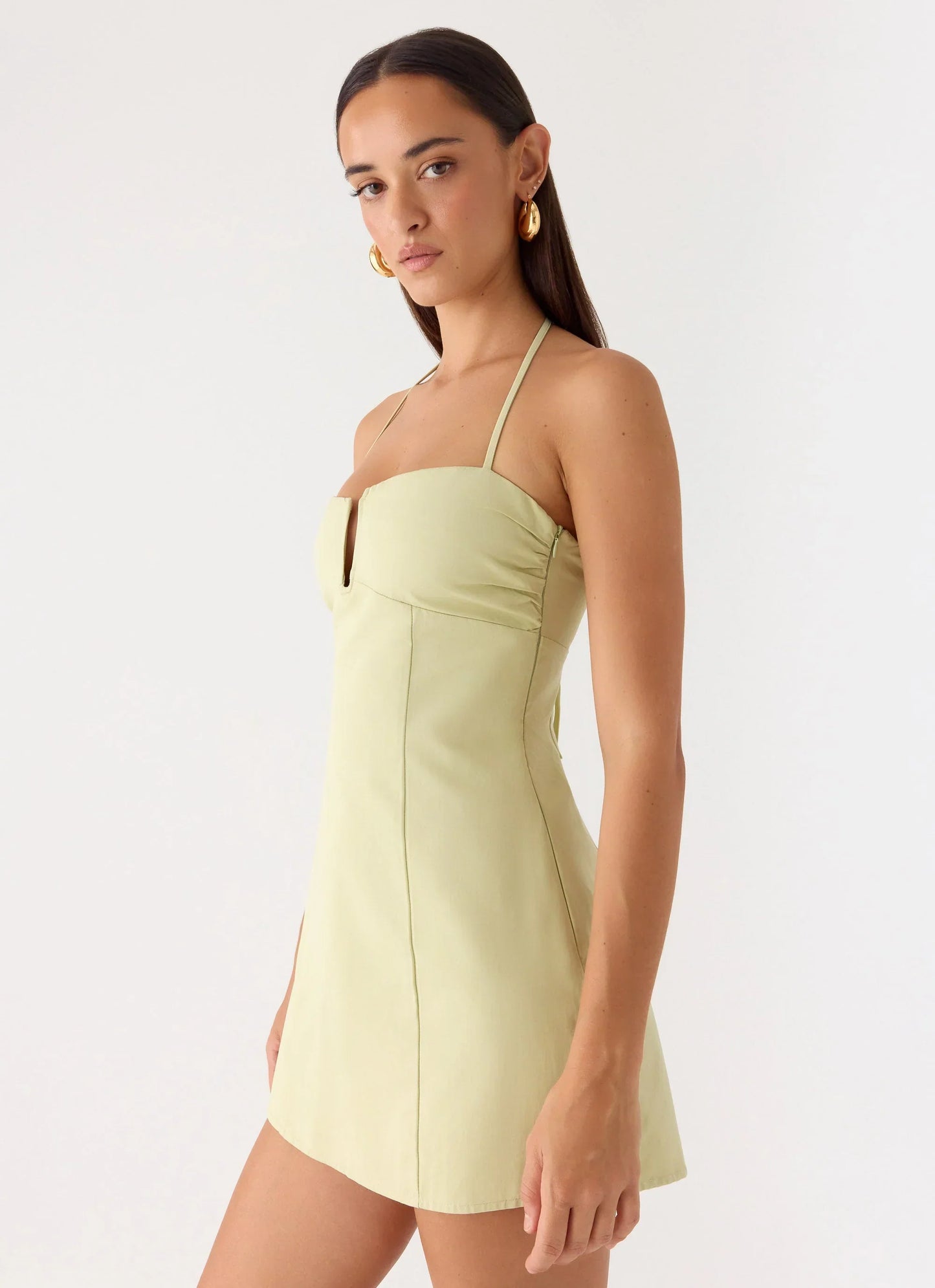 Leah Halter Mini Dress Sage