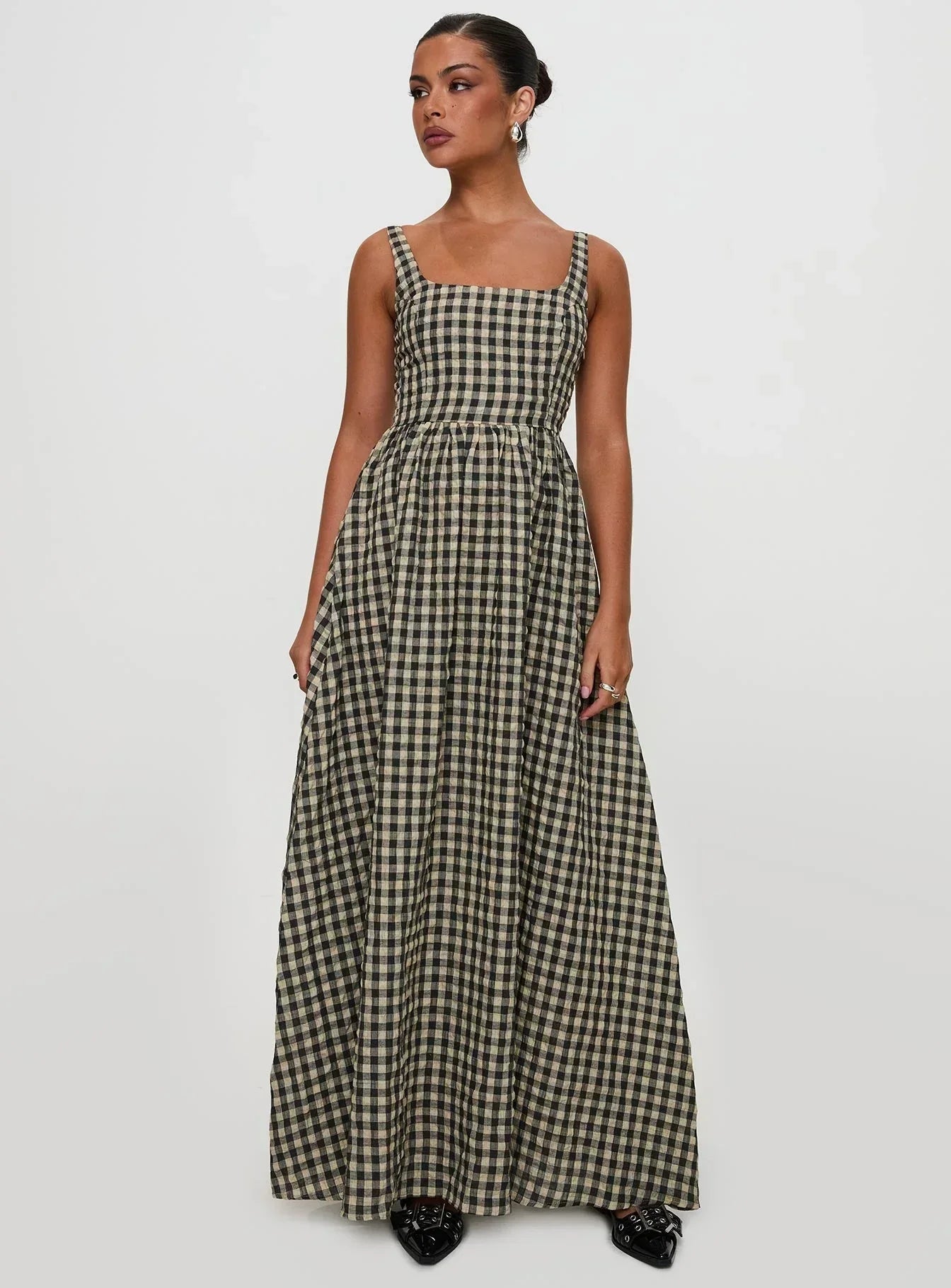 Cartmel Check Maxi Dress Black / Cream