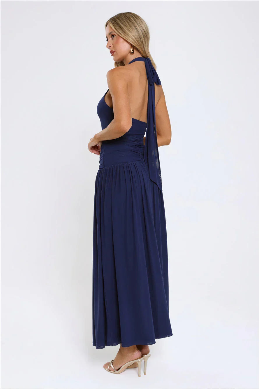 Mirielle Halter Maxi Dress Navy