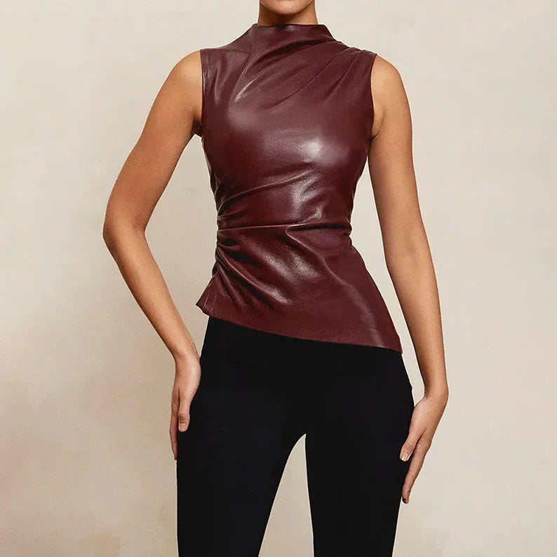 Donna | Women'S Sleeveless Vegan Leather Top