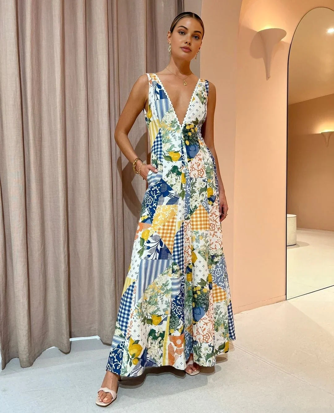 Solange Patchwork Maxi Dress