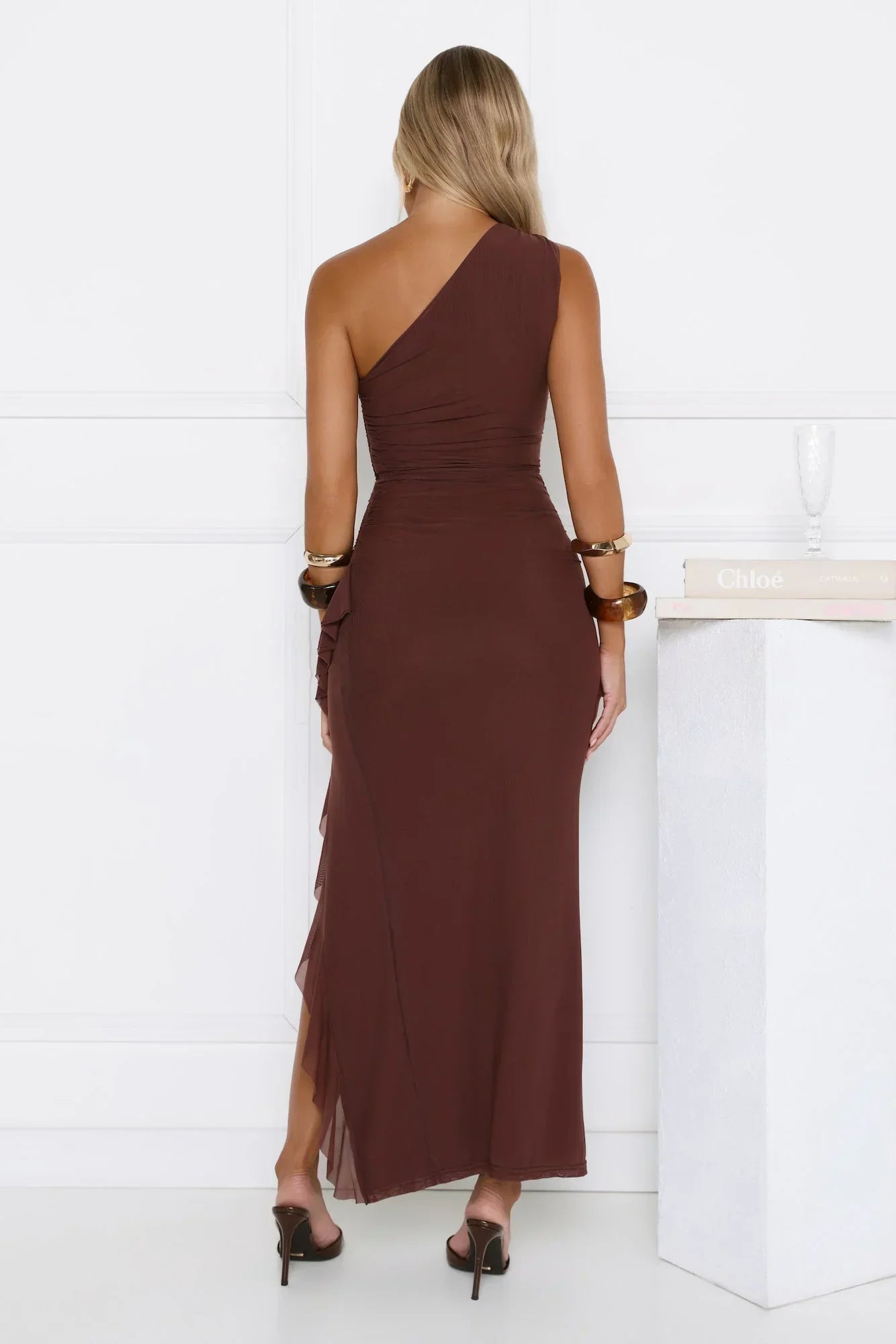 Ember One-Shoulder Maxi Dress Brown