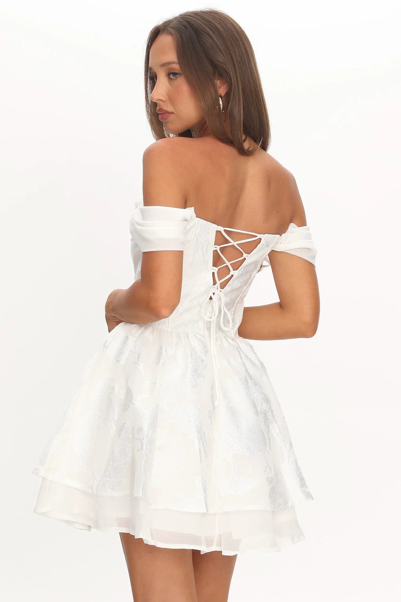 Lusting Off Shoulder Mini Dress White