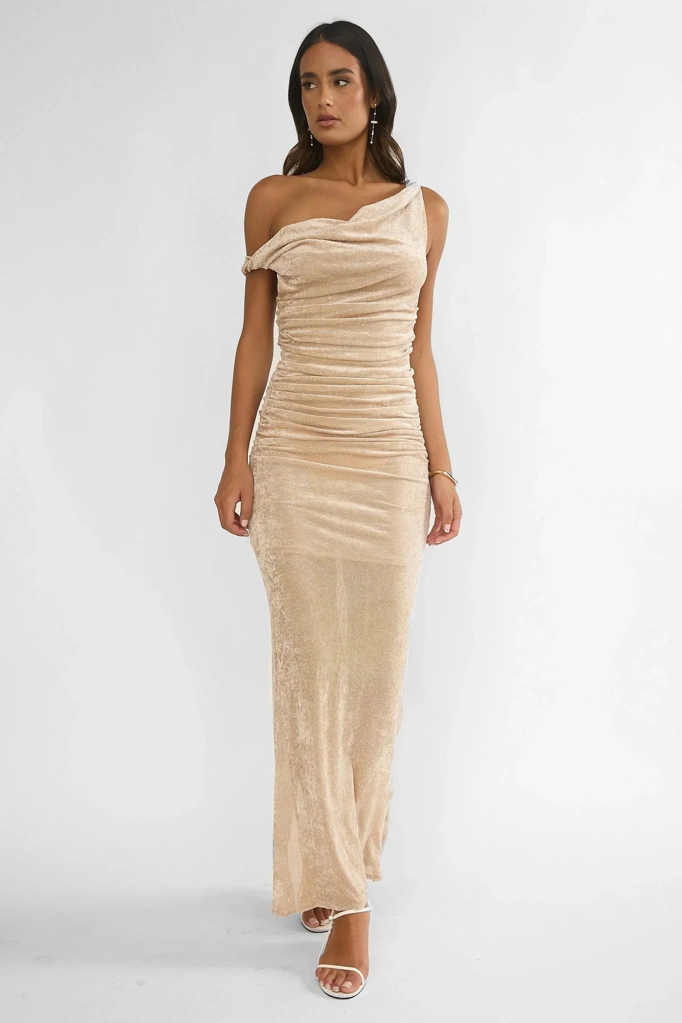 Callen Ruched Maxi Dress Champagne