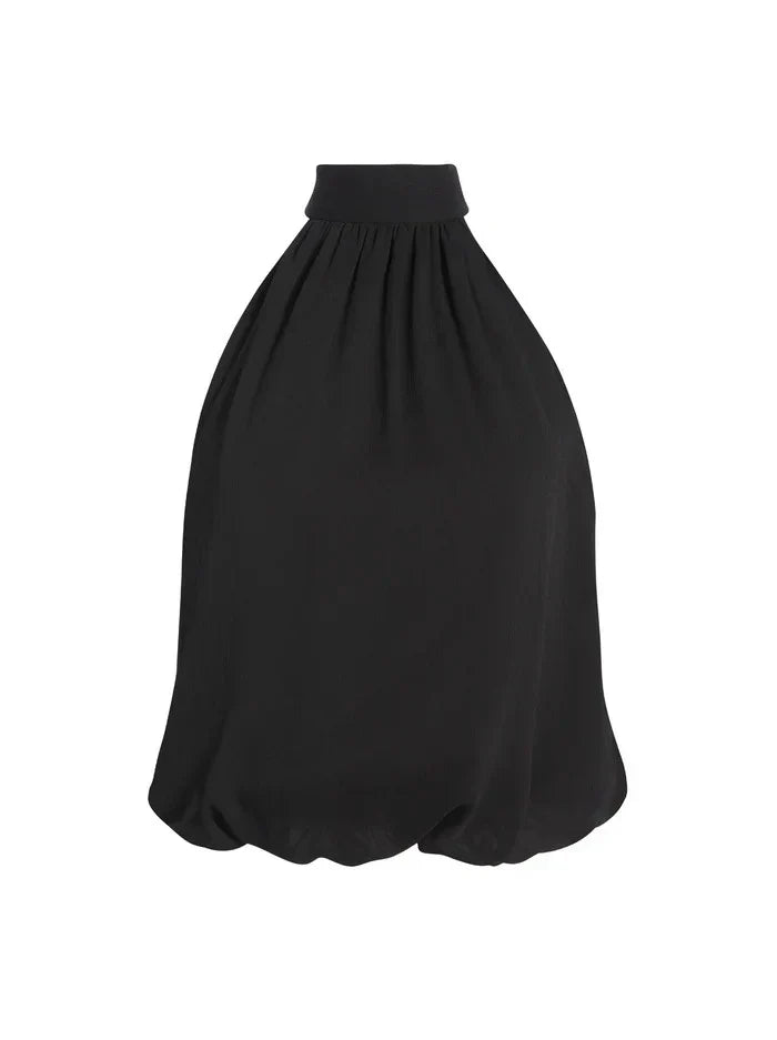 Sage Pleated Halter Top Mini Dress