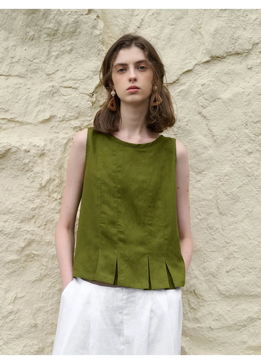 Duttini | Pleated Hem Linen Top