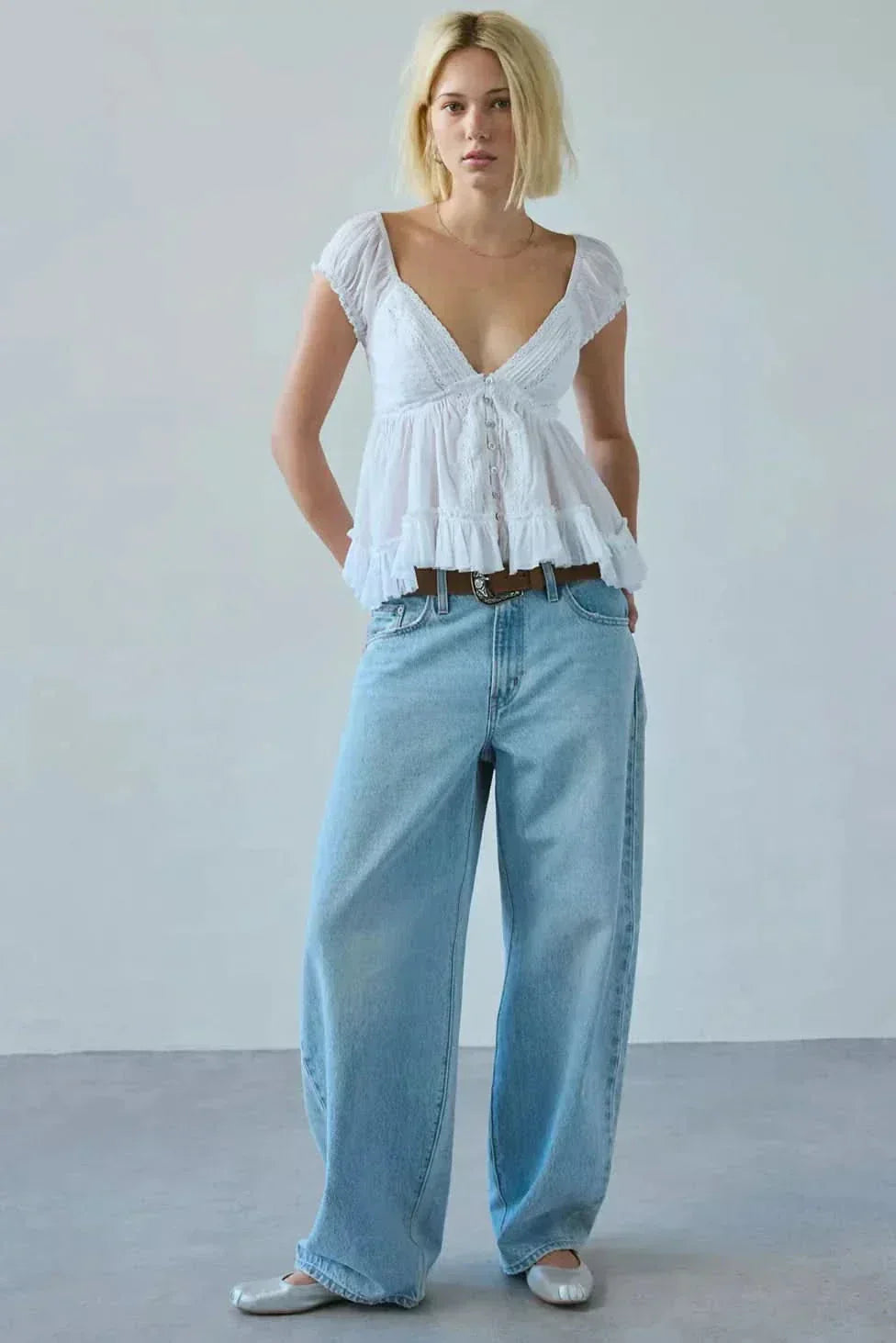 Celeste Lace V Neck Top