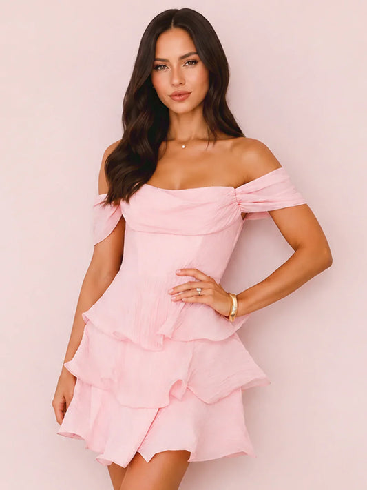 Pretty In The Sun Off Shoulder Mini Dress