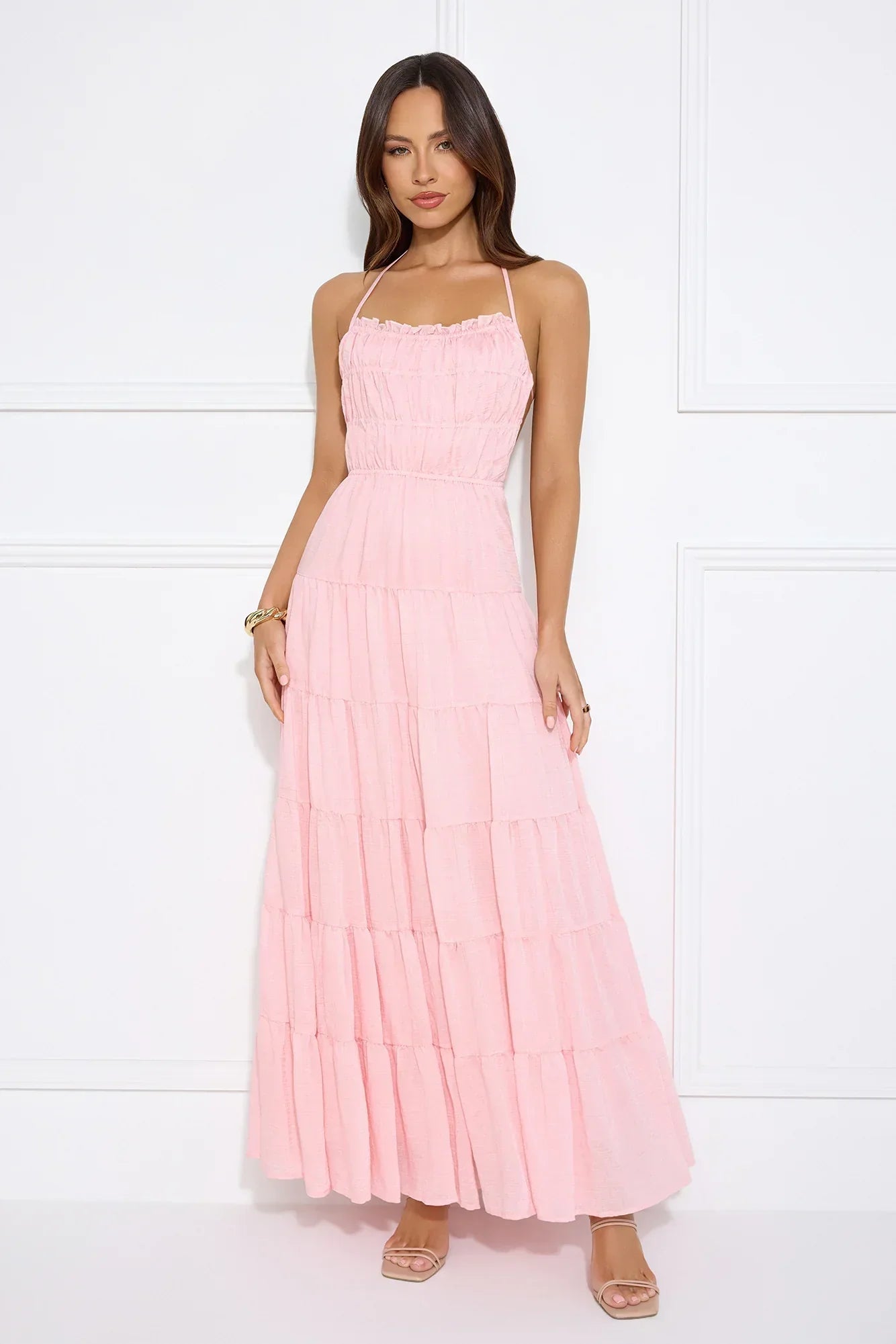 Make Up Halter Maxi Dress Pink