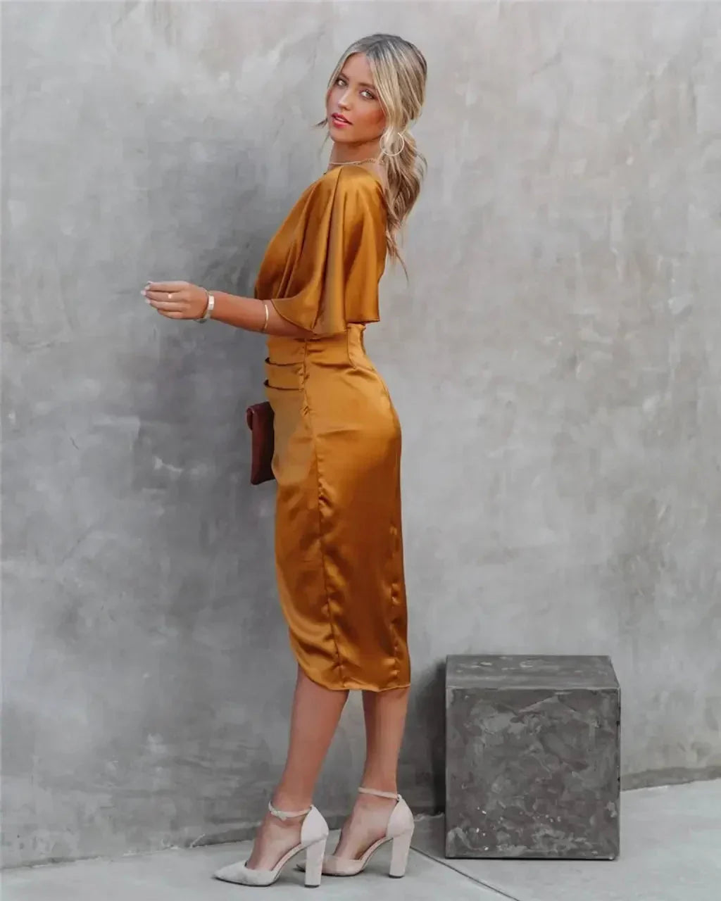 Elara Draped Midi Dress