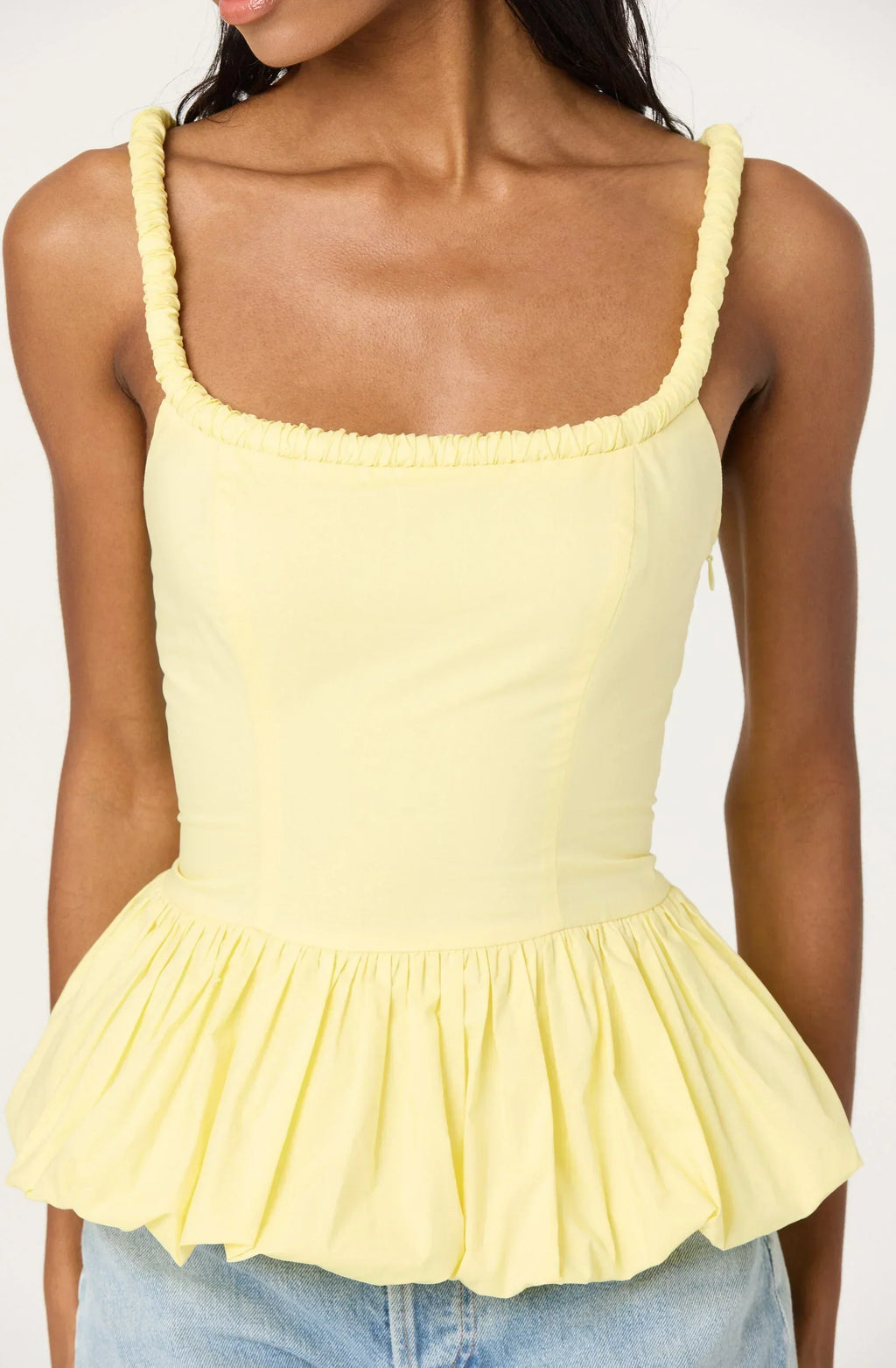 Sleeveless Bubble Hem Peplum Top