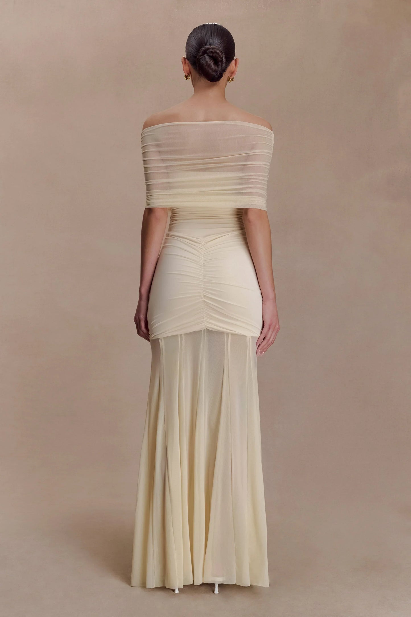 Caspian Off Shoulder Mesh Maxi Dress