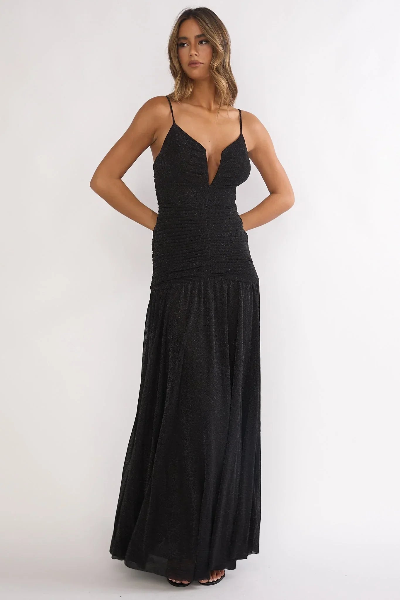 Orizel Pintuck Maxi Dress Black