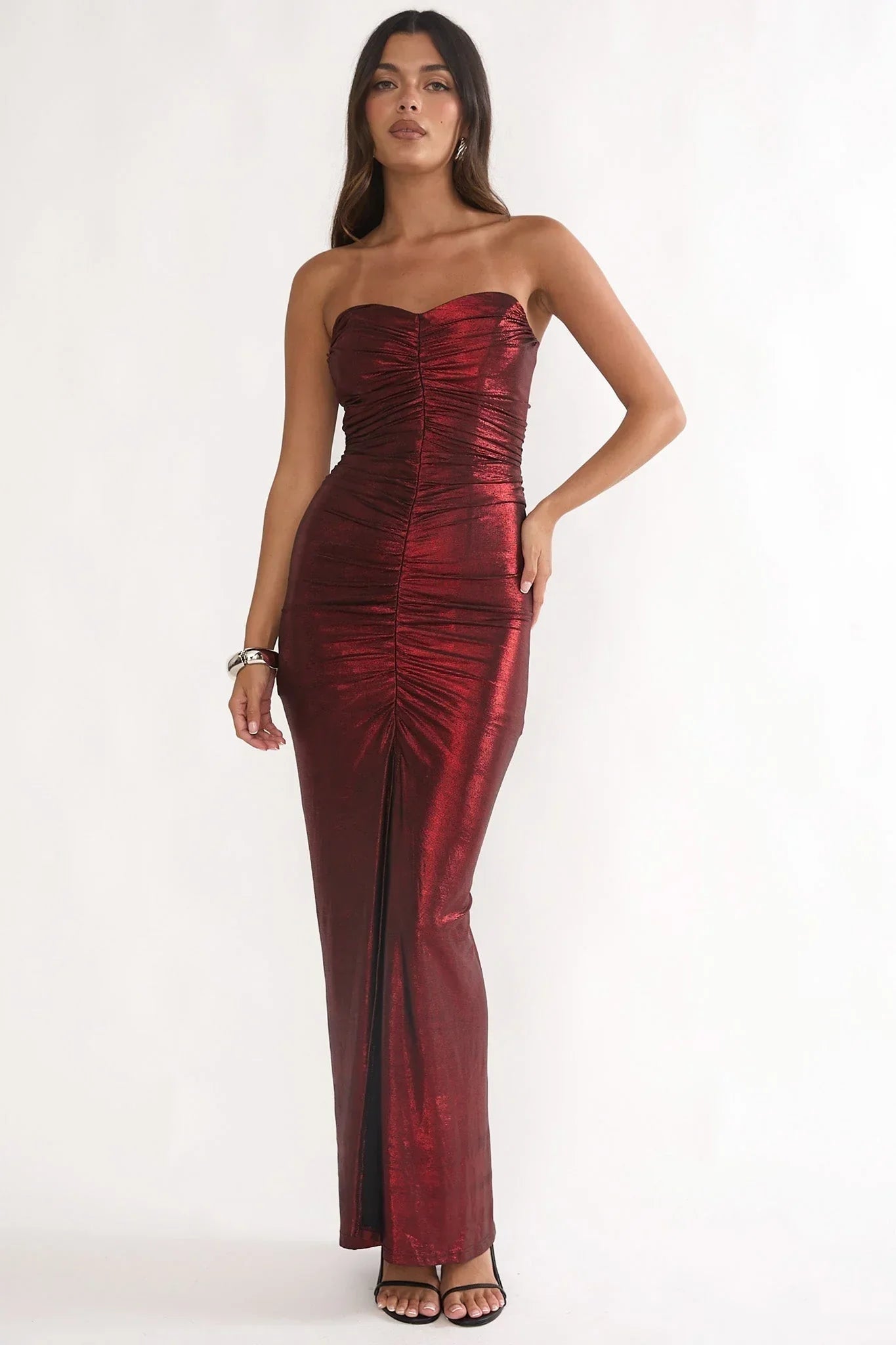 Nerina Strapless Maxi Dress Red