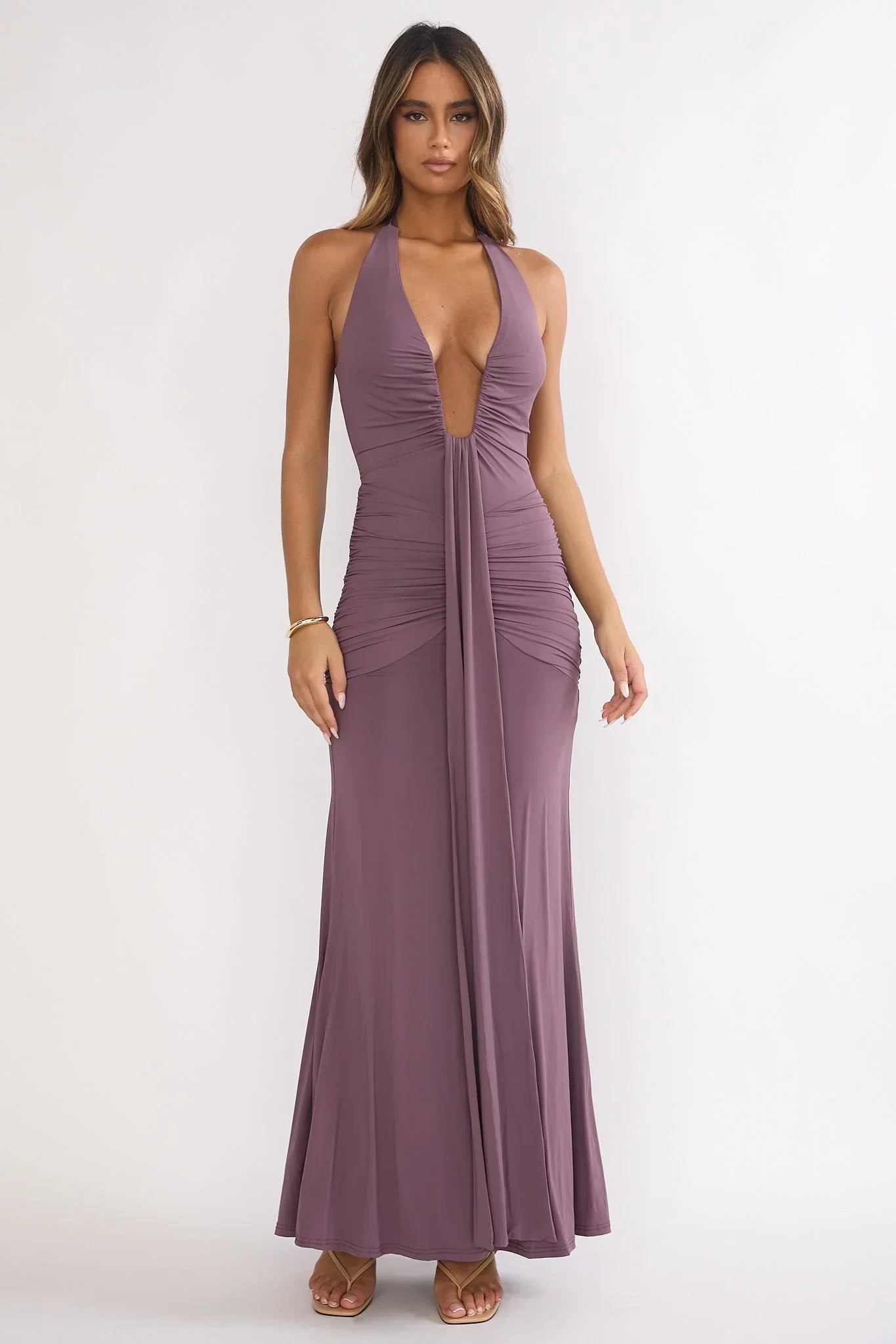 Brienna Halter Maxi Dress Mauve