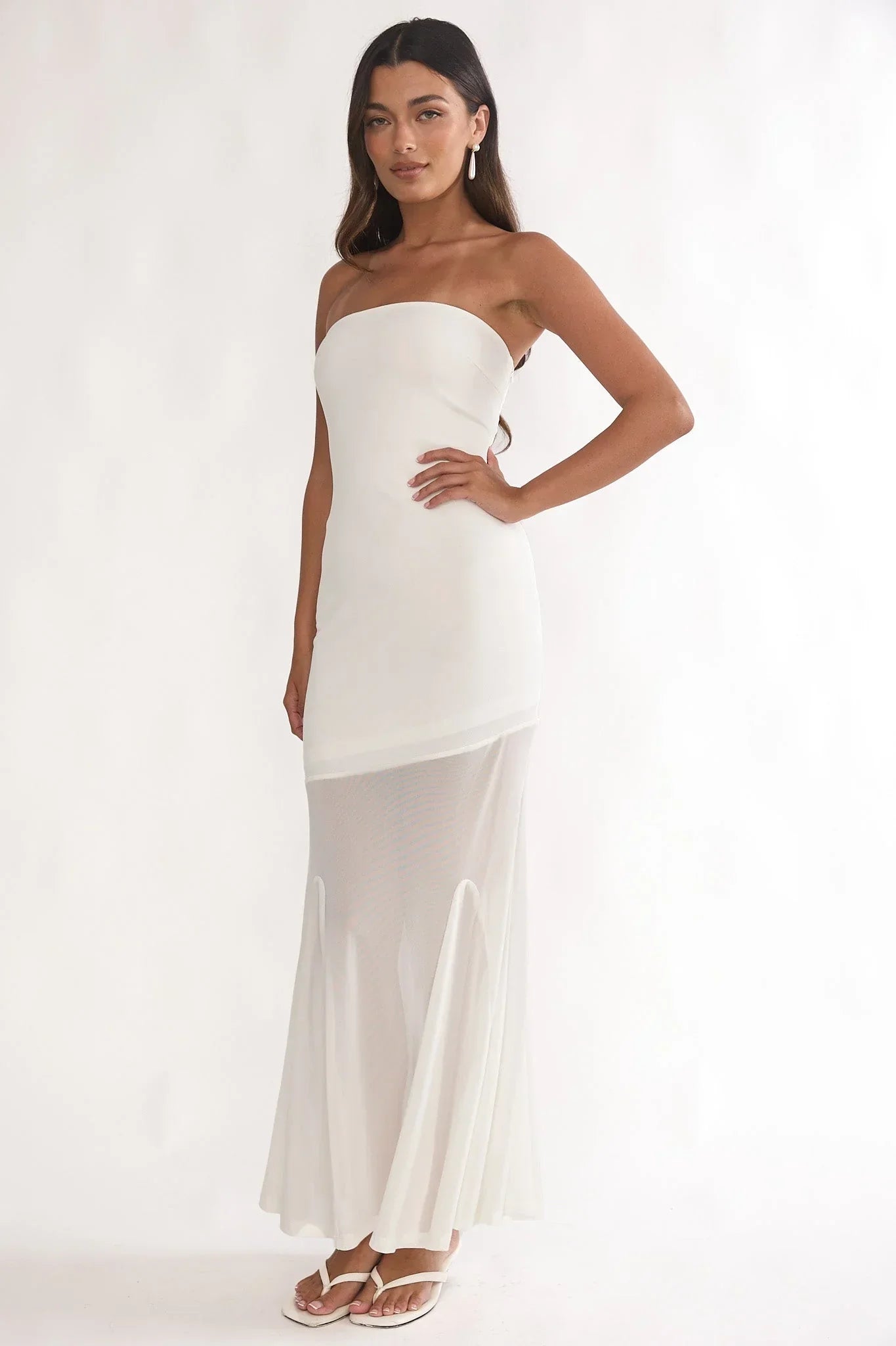Calluna Strapless Maxi Dress White