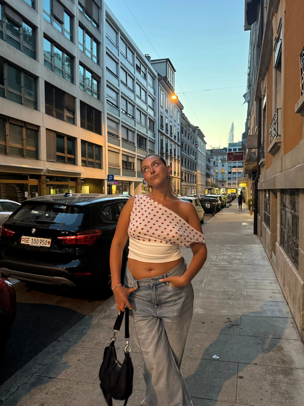 Sienna Draped Polka Dot Crop Top