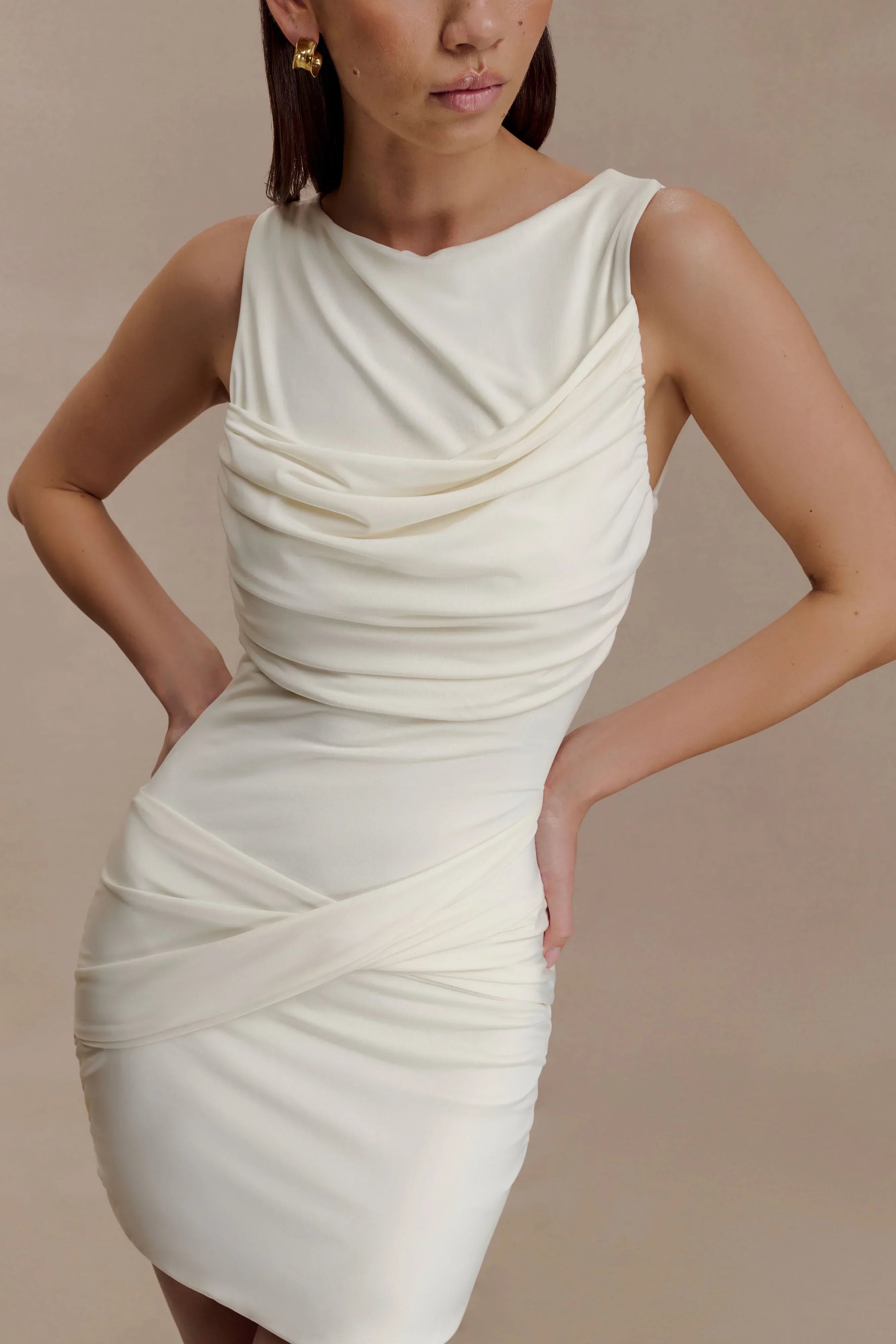 Ivory Drape Mini Dress