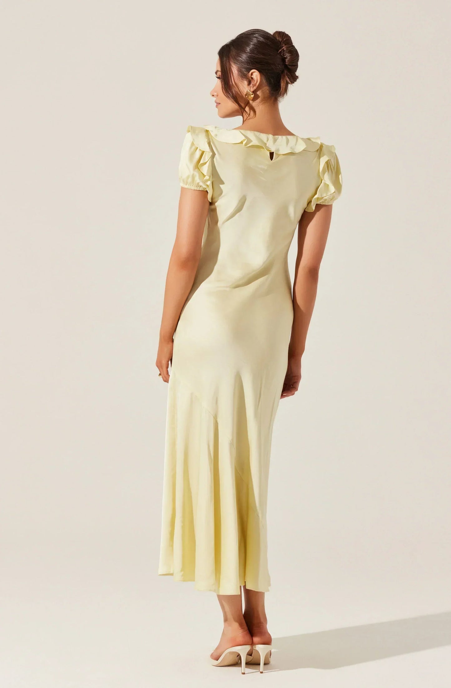 Auden Satin Ruffle Midi Dress
