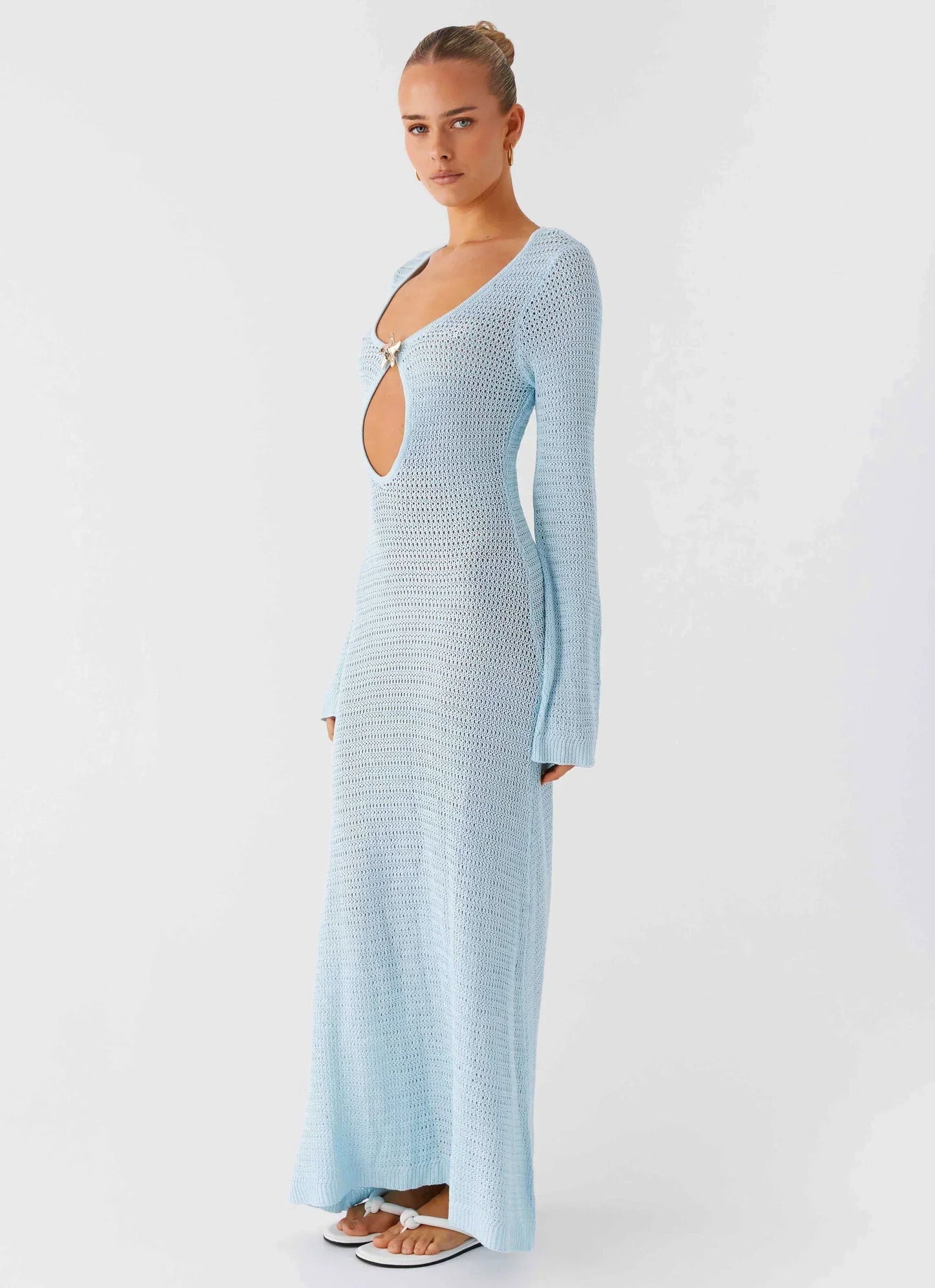 Seascape Chochet Maxi Dress - Blue
