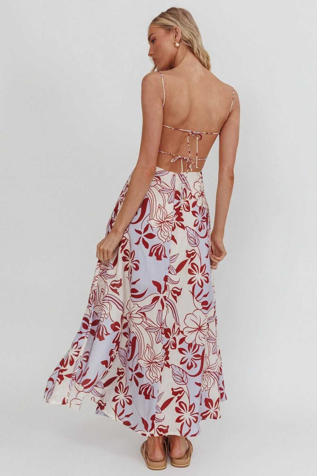 Echoes A Line Midi Dress Floral Purple