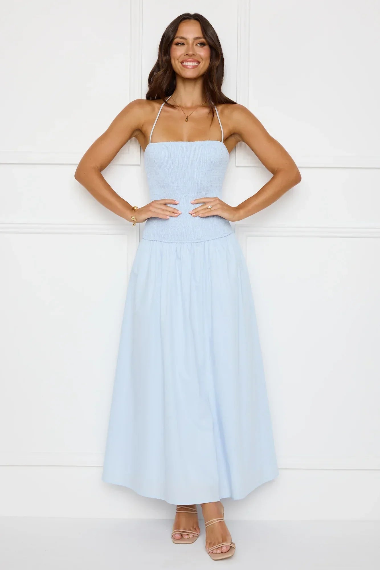 Unmatched Energy Halter Maxi Dress Blue
