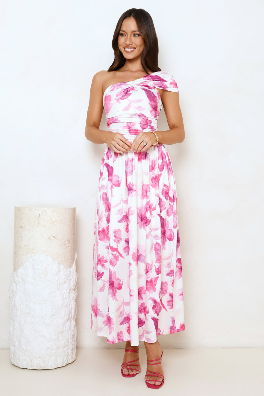 Subtle Luxe One Shoulder Maxi Dress Pink