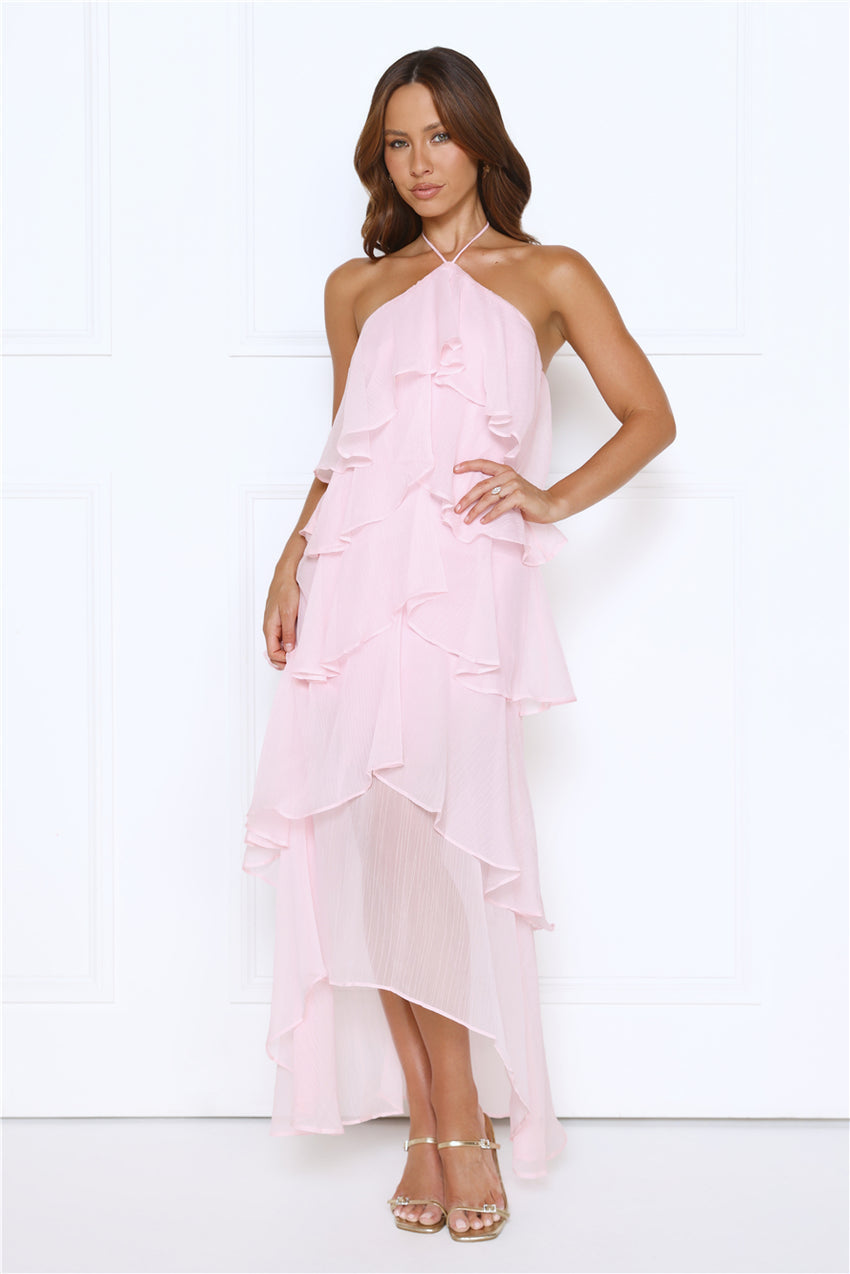 Dreamlight Affair Halter Maxi Dress Pink