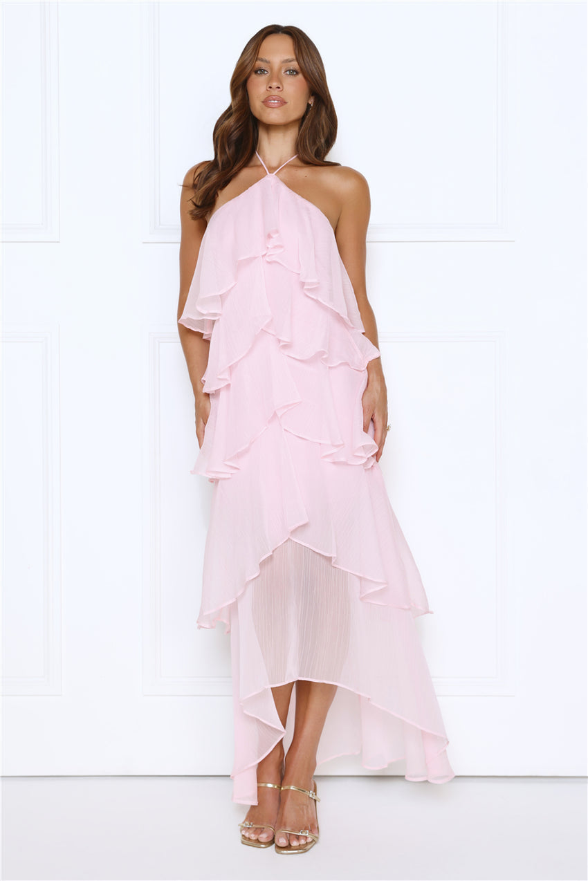 Dreamlight Affair Halter Maxi Dress Pink