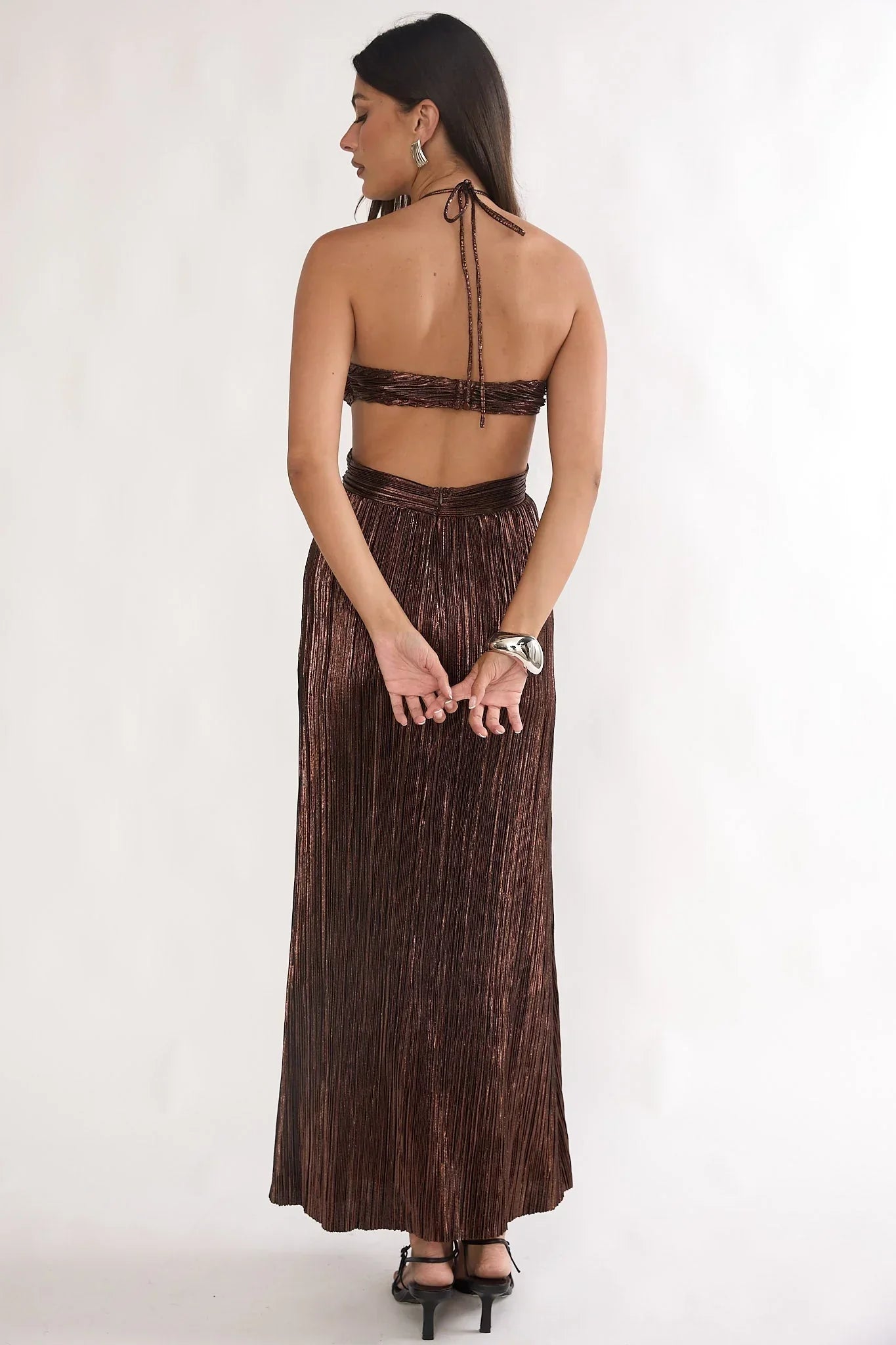 Isle Cut-Out Halter Maxi Dress Gold